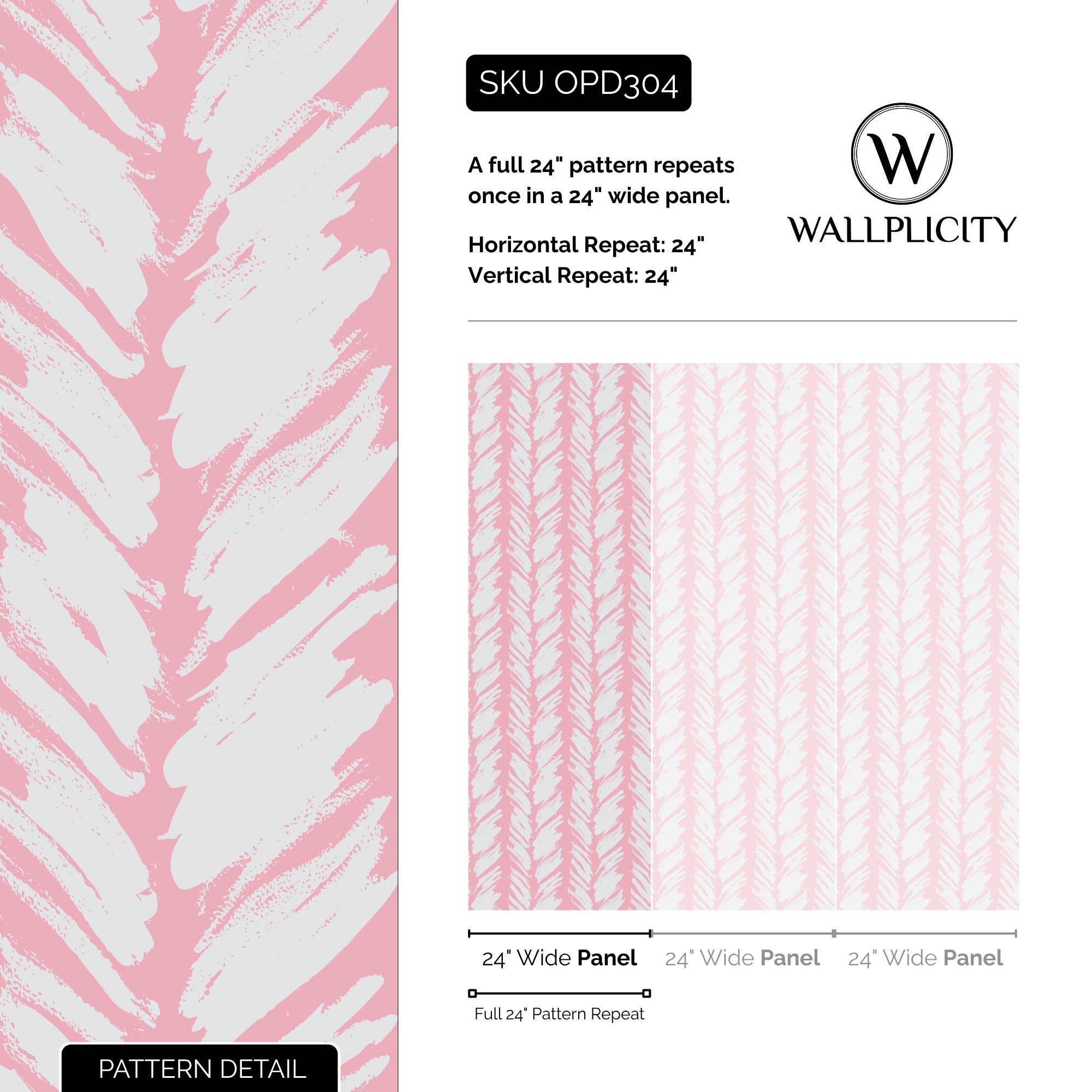 Blush Brush wallpaper pattern detail and repeat size