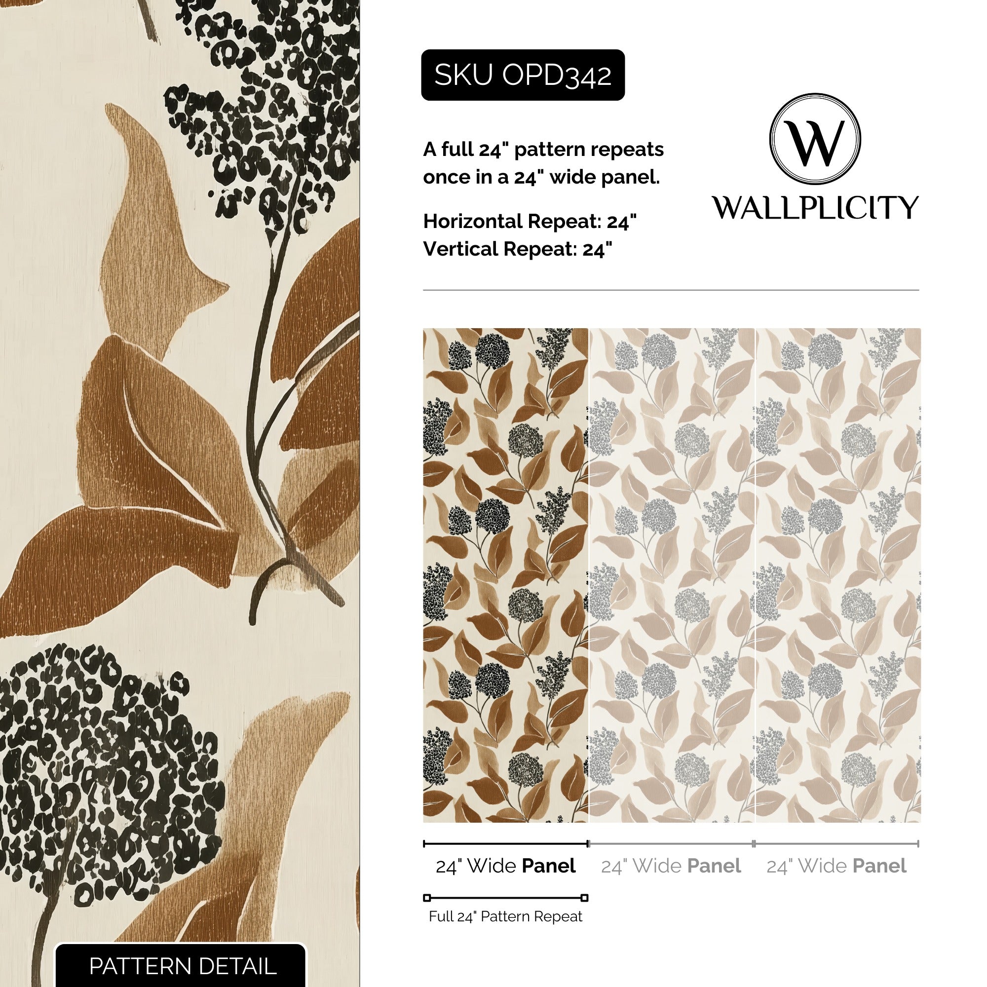 Autumn Farmhouse wallpaper pattern detail and repeat size