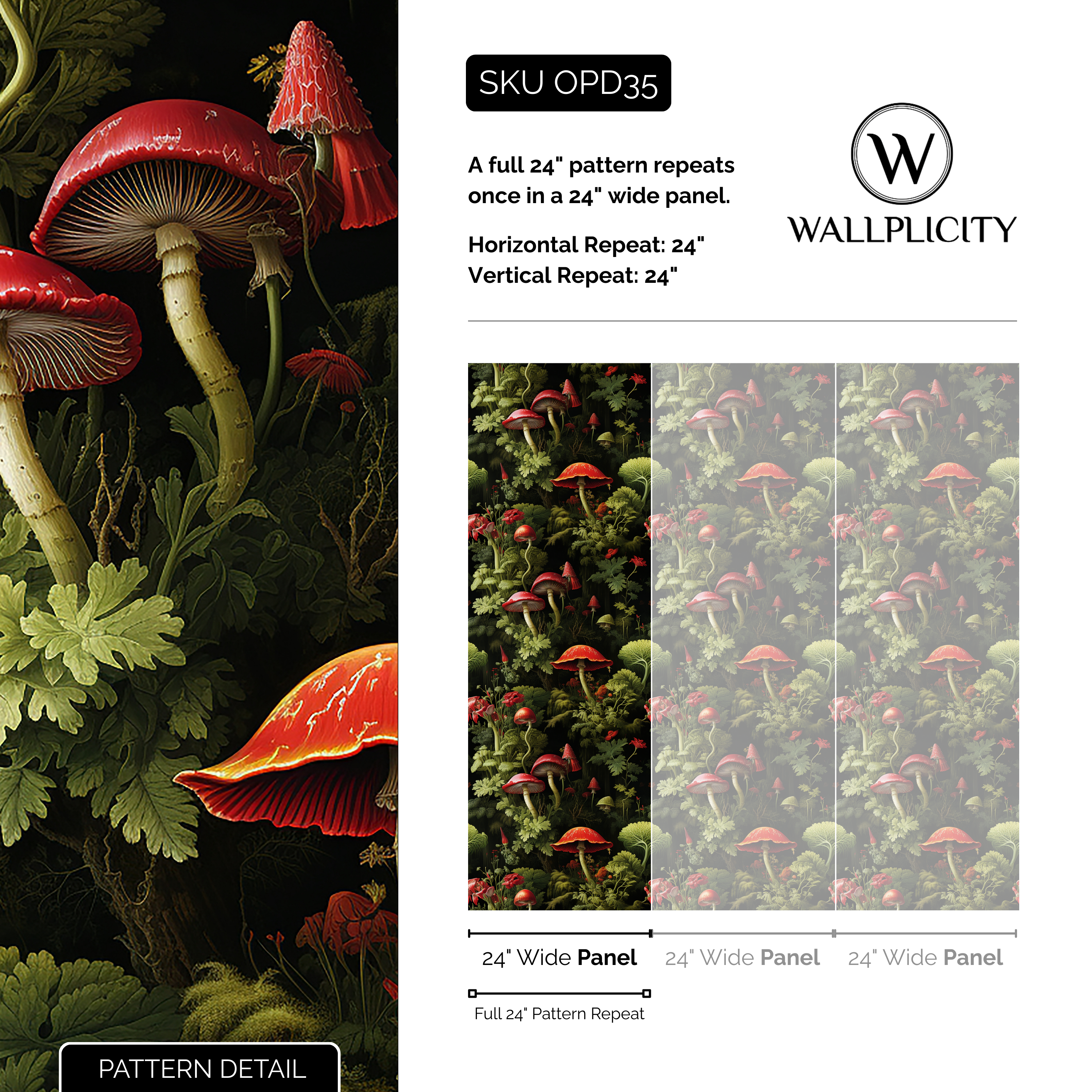 Fairy Ring wallpaper pattern detail and repeat size