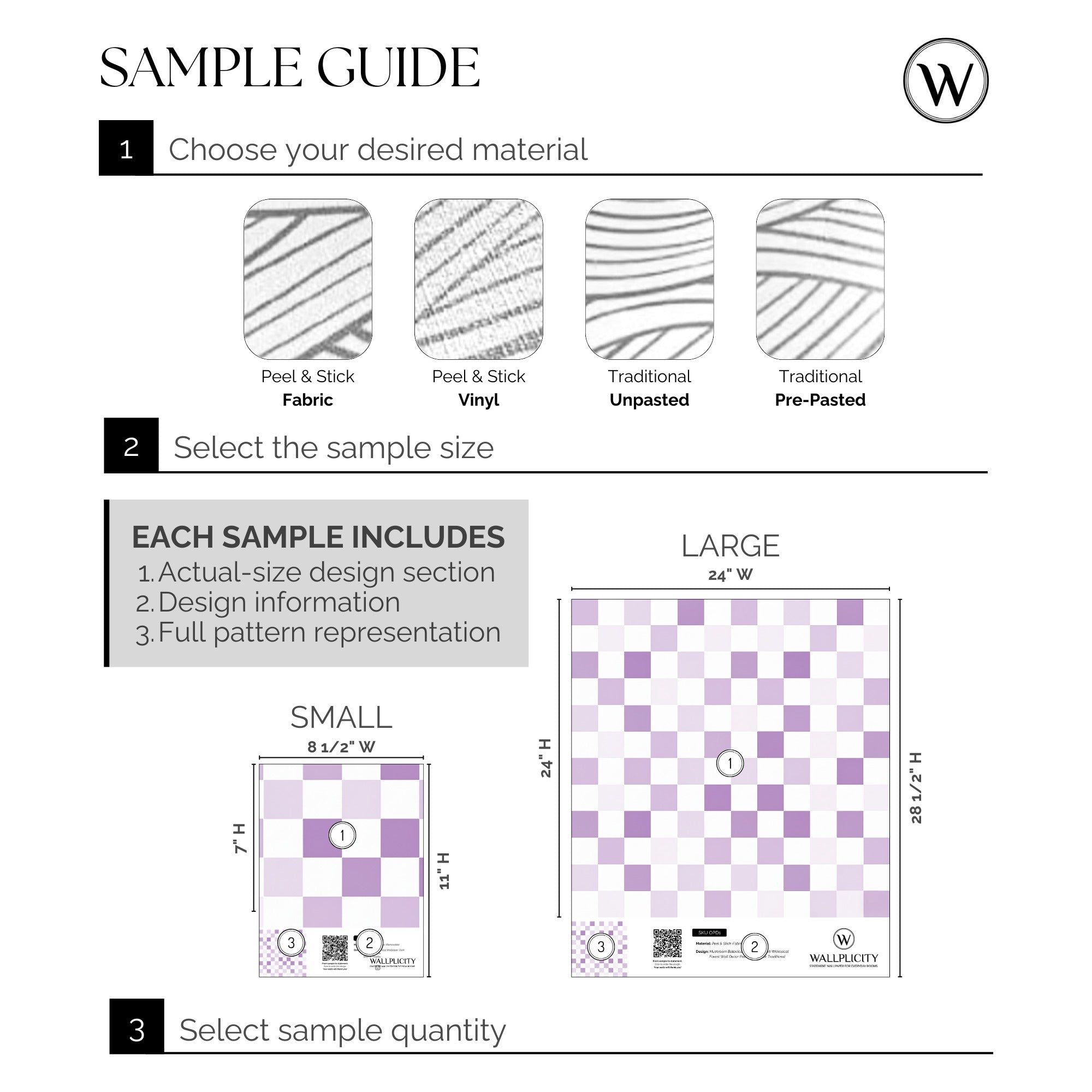 Lilac Check wallpaper sample guide