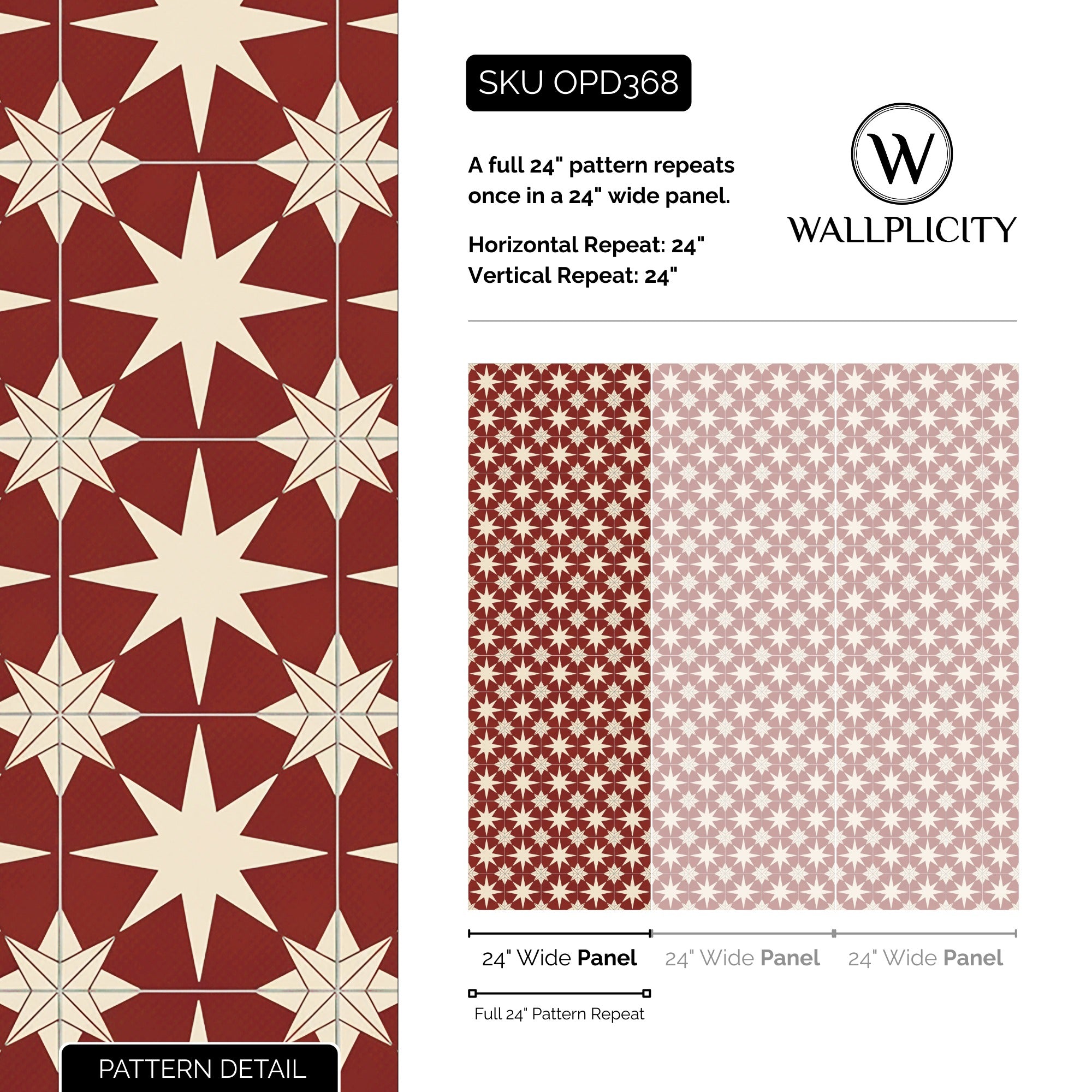 Kasbah Star wallpaper pattern detail and repeat size