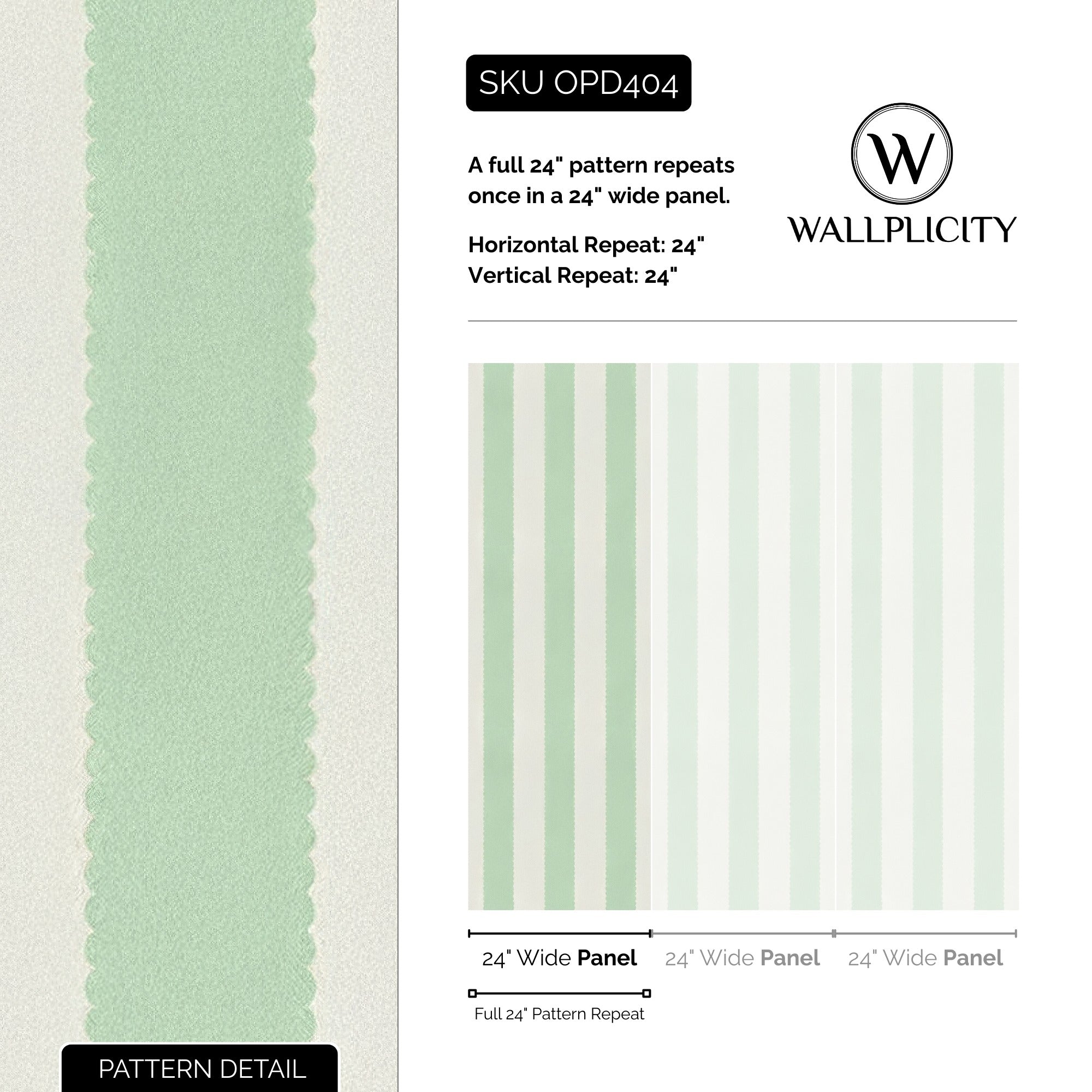 Mint Scallop wallpaper pattern detail and repeat size
