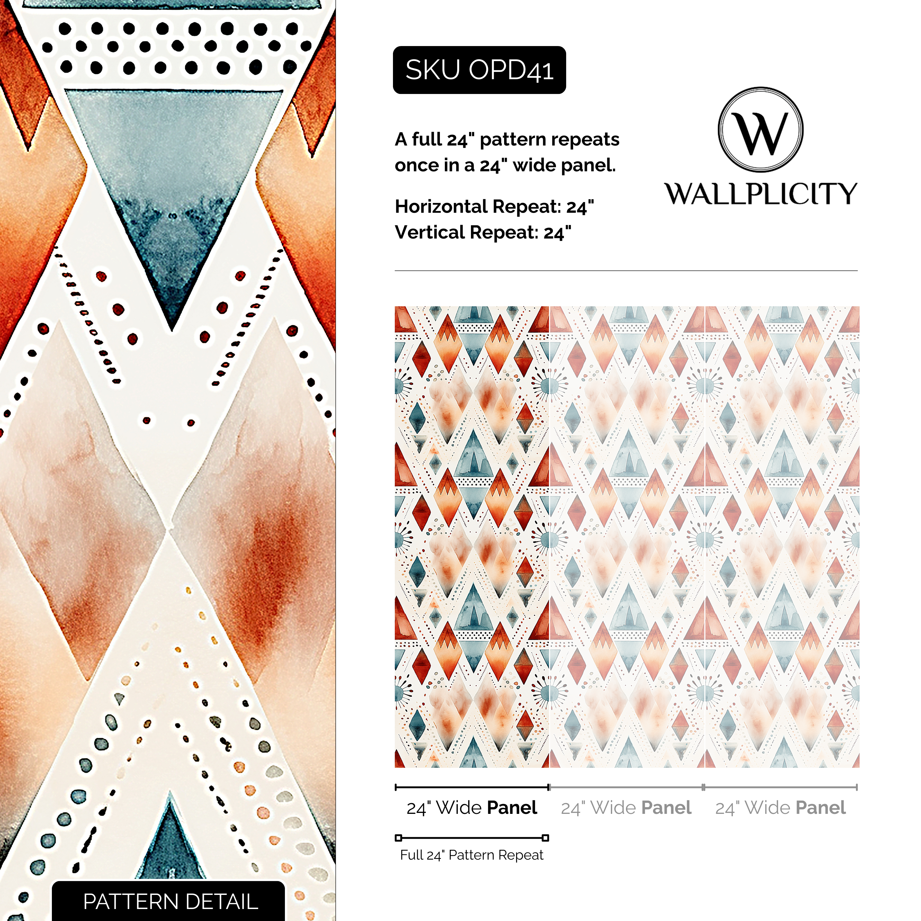Desert Diamond wallpaper pattern detail and repeat size