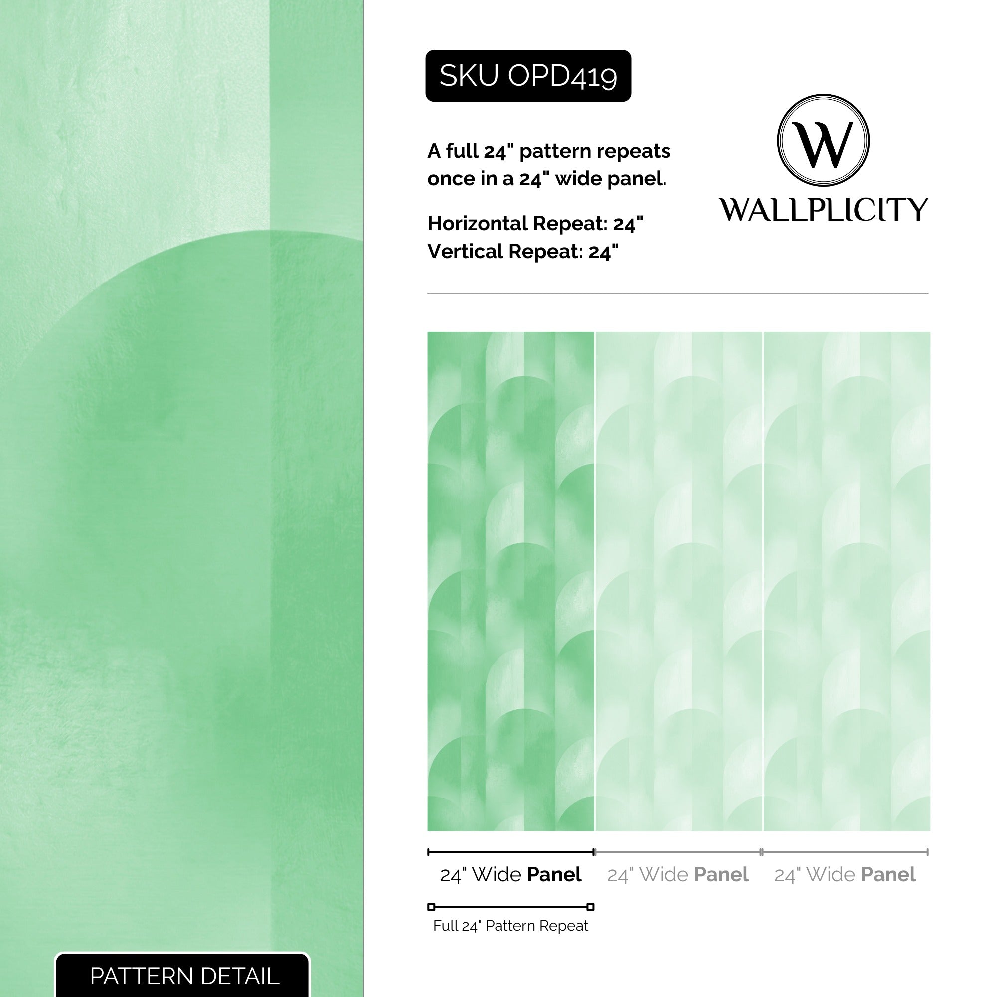 Mint Arcade wallpaper pattern detail and repeat size