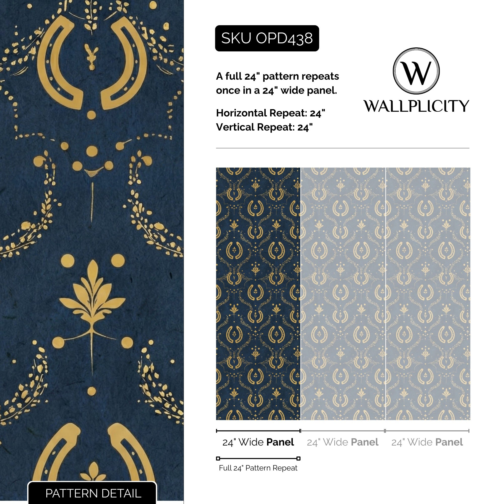 Lucky Charm wallpaper pattern detail and repeat size