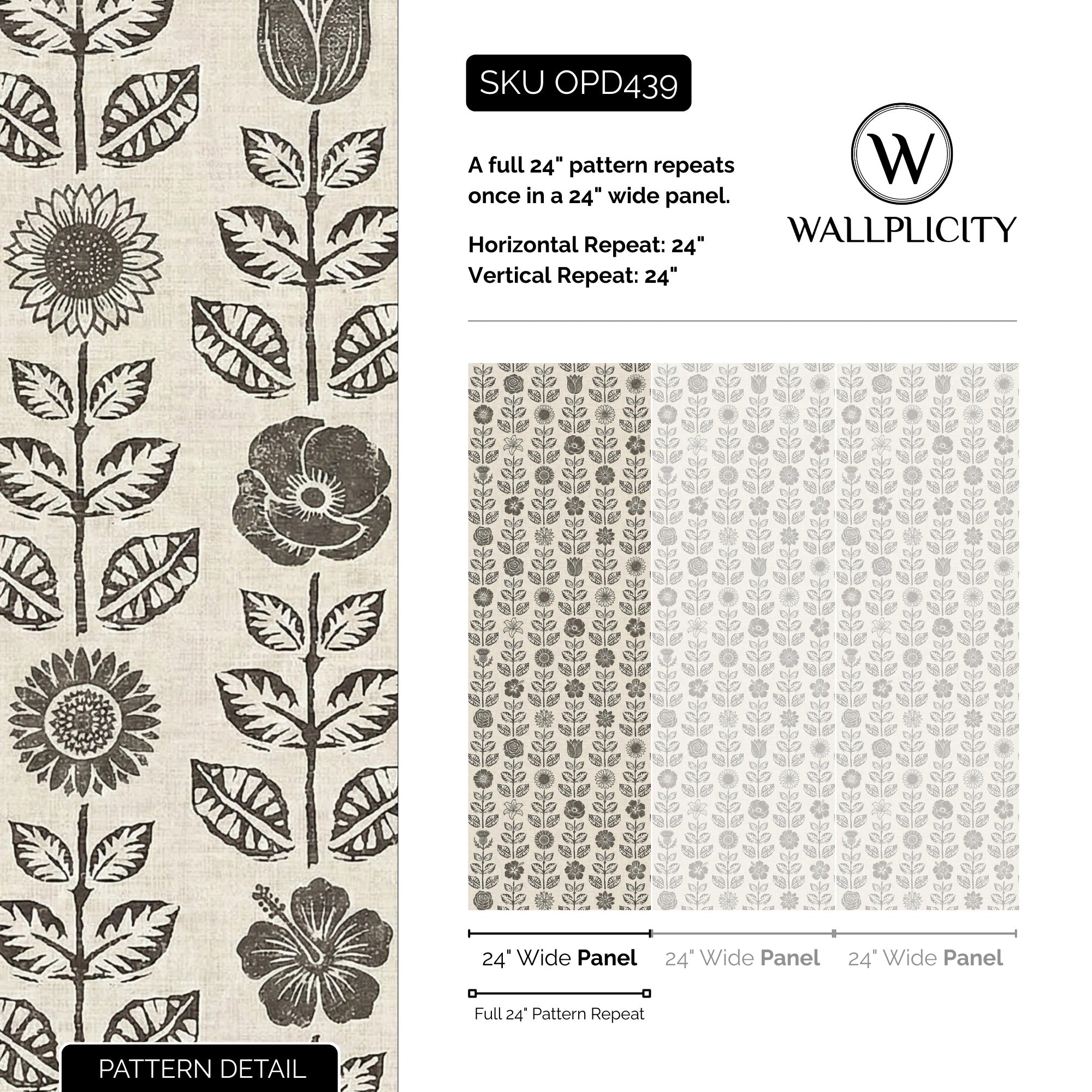 Oat Folk wallpaper pattern detail and repeat size