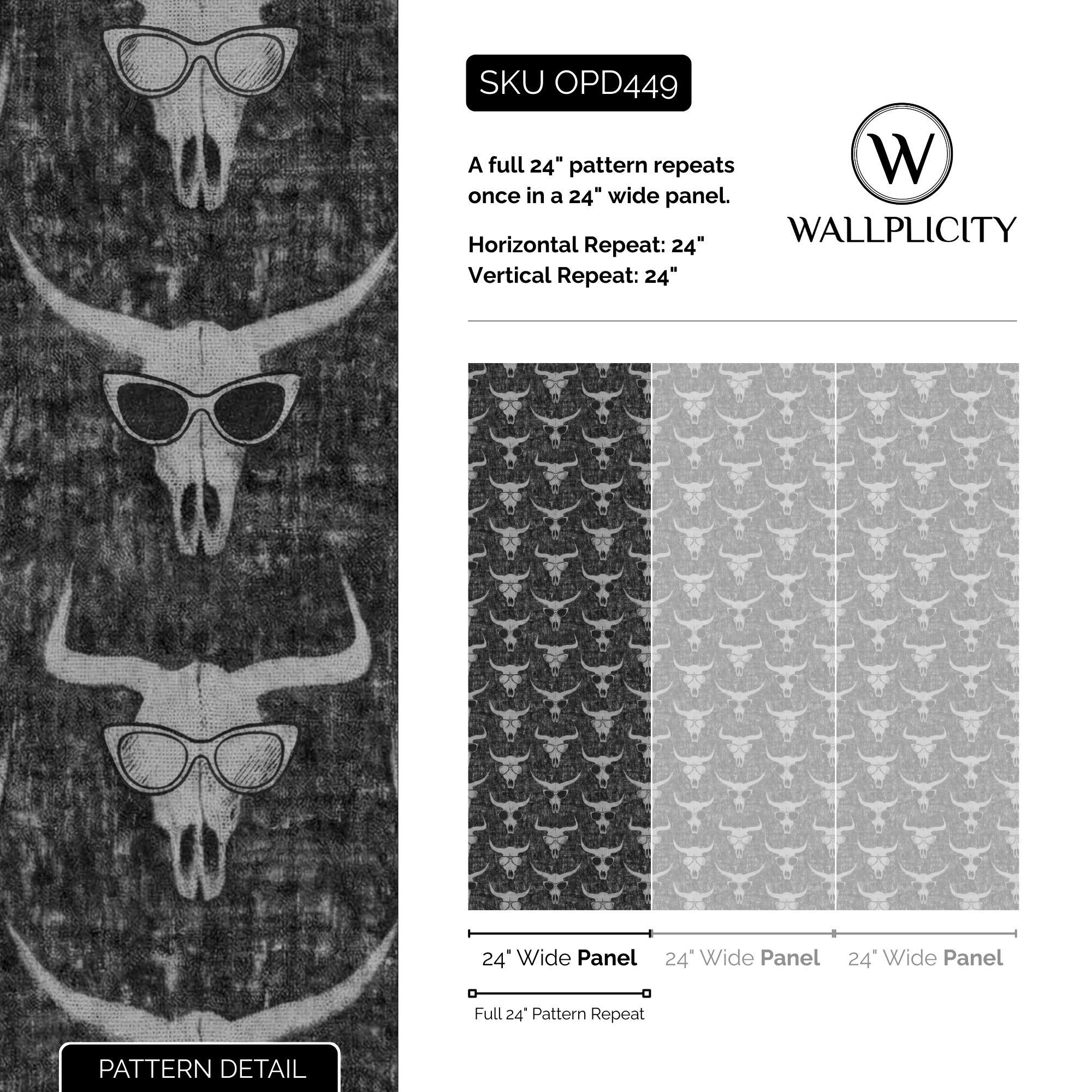 Longhorn Saloon wallpaper pattern detail and repeat size