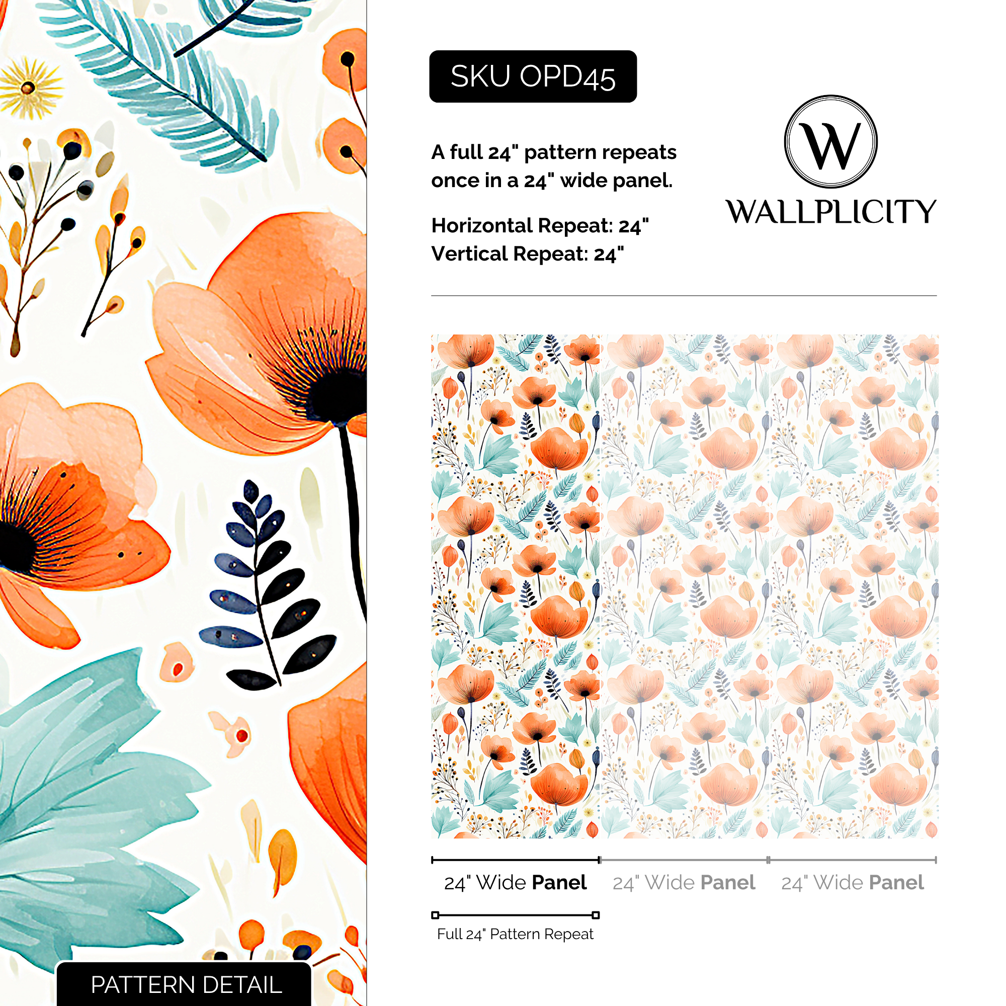 Marmalade Grove wallpaper pattern detail and repeat size