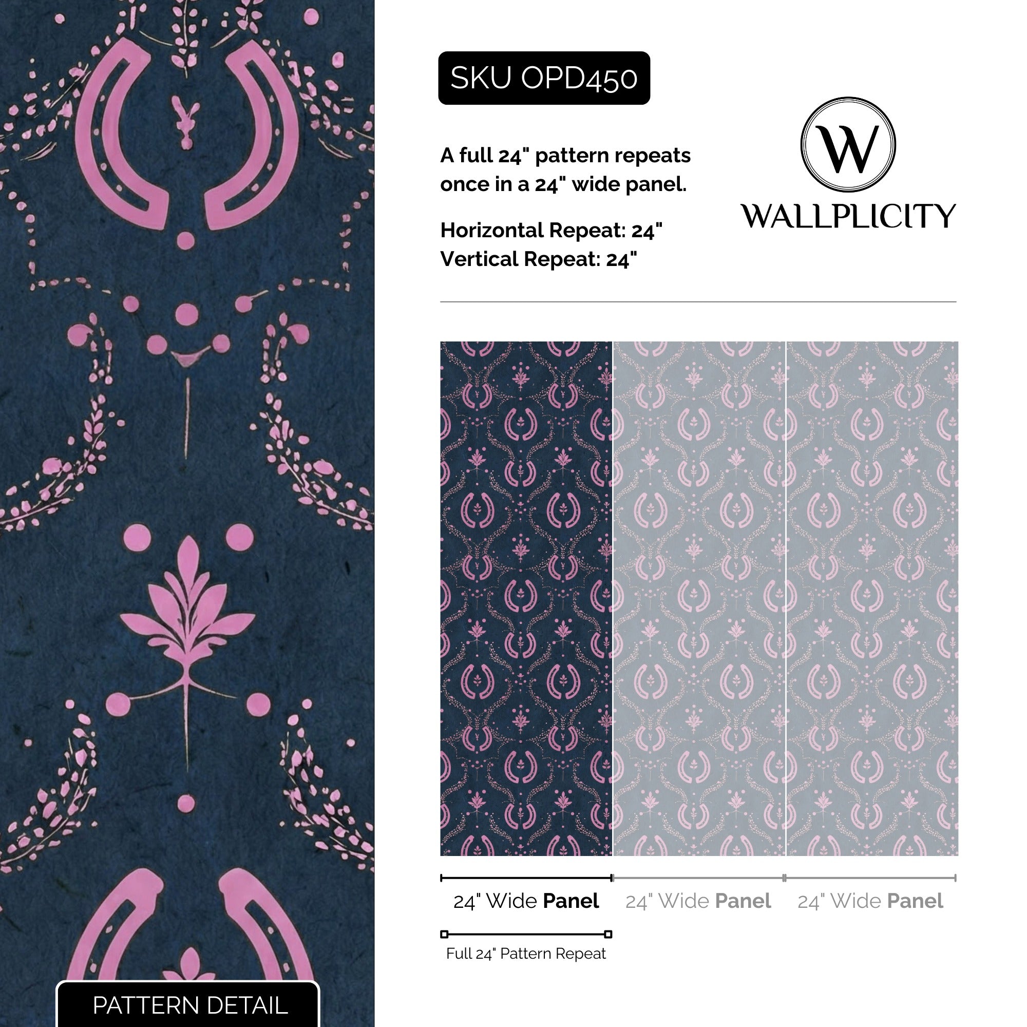 Rodeo Princess wallpaper pattern detail and repeat size