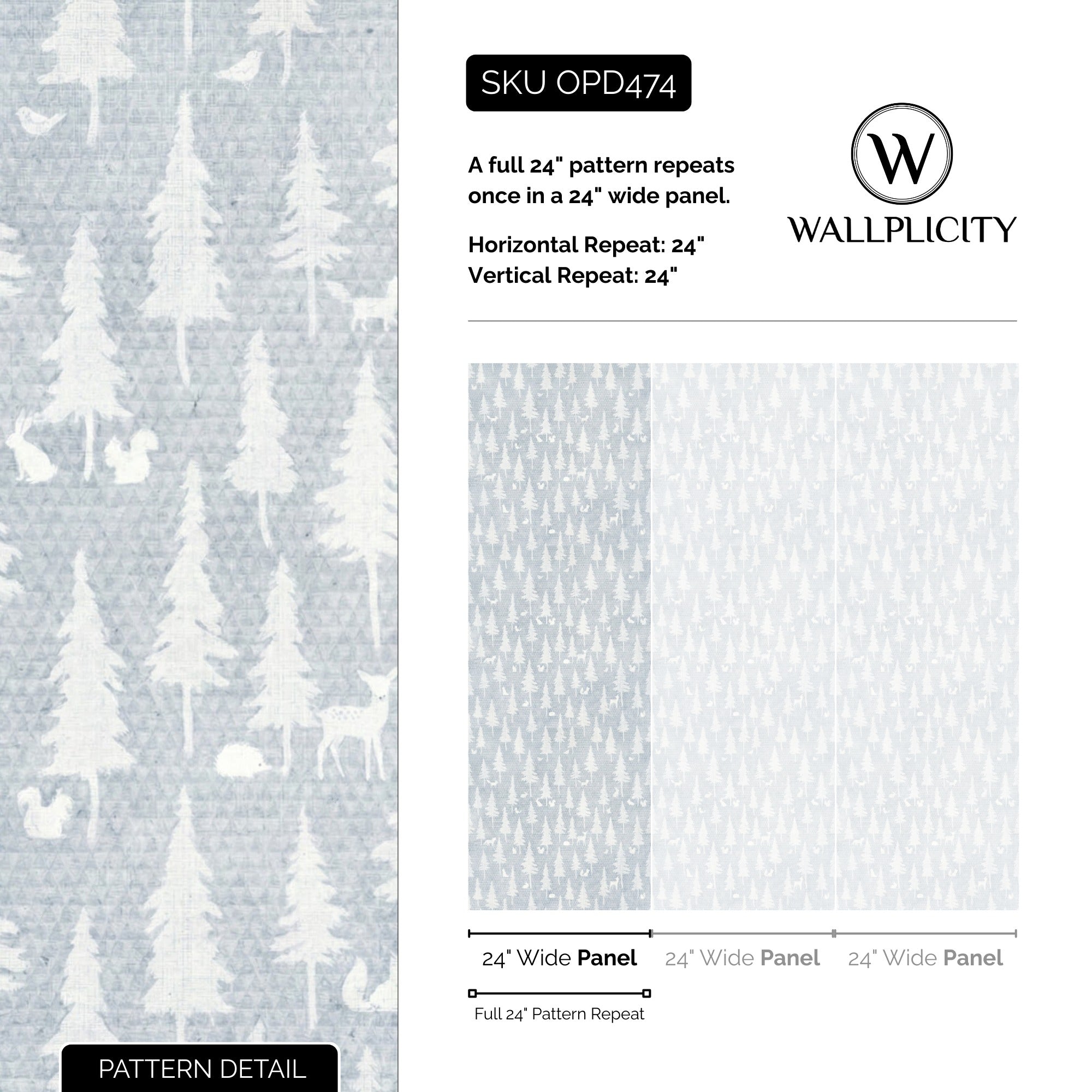 Storybook Forest wallpaper pattern detail and repeat size