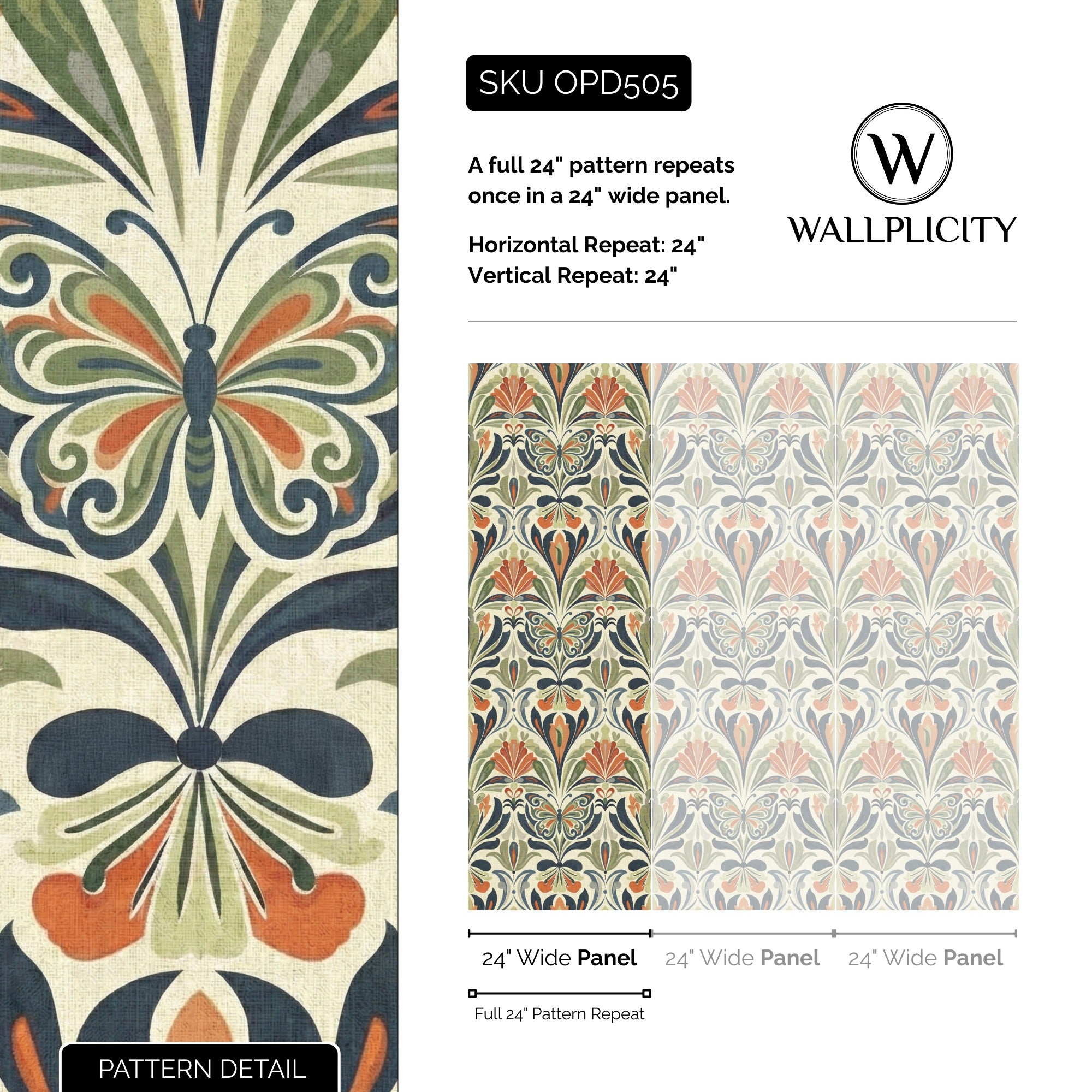Nouveau Flutter wallpaper pattern detail and repeat size