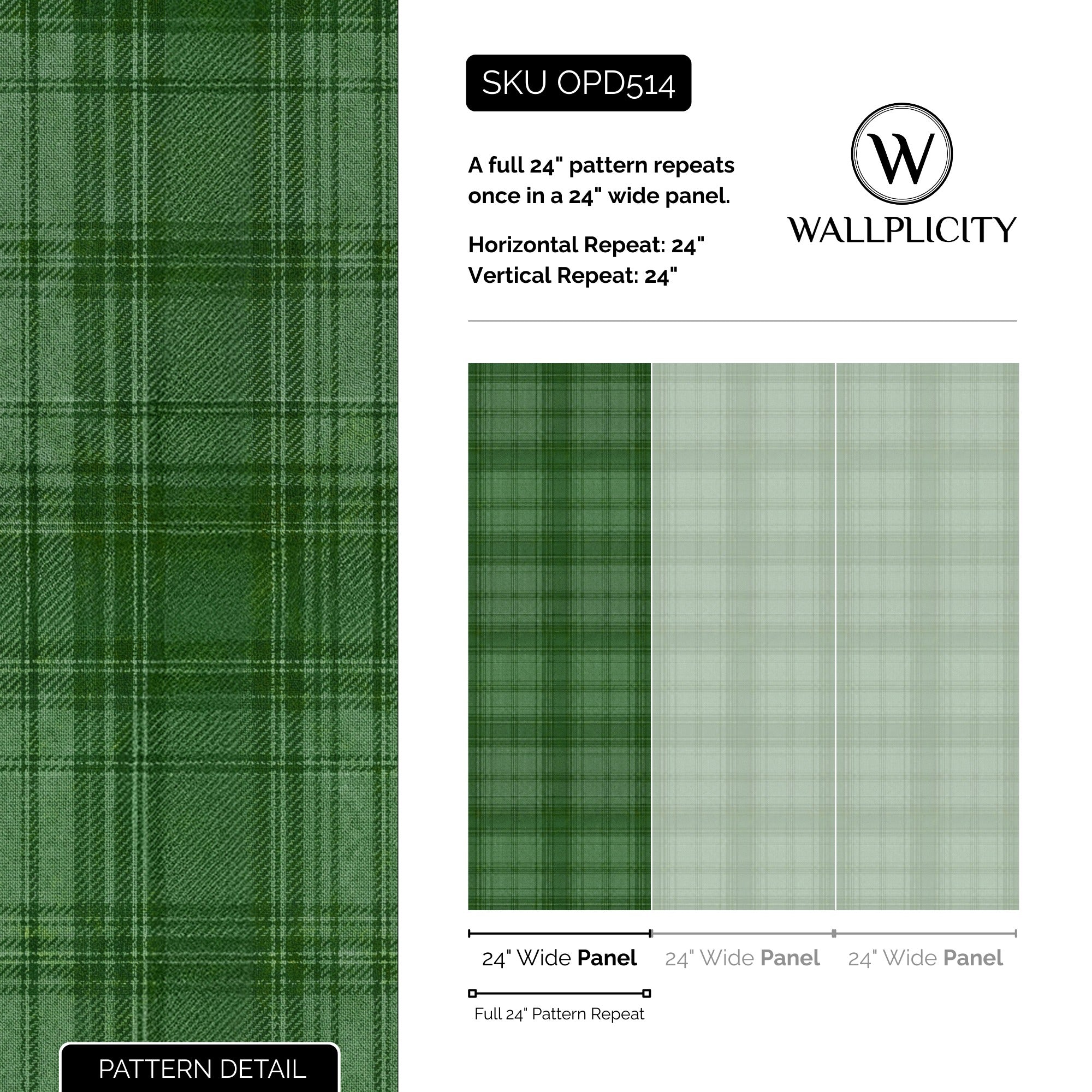 Ranch Plaid wallpaper pattern detail and repeat size