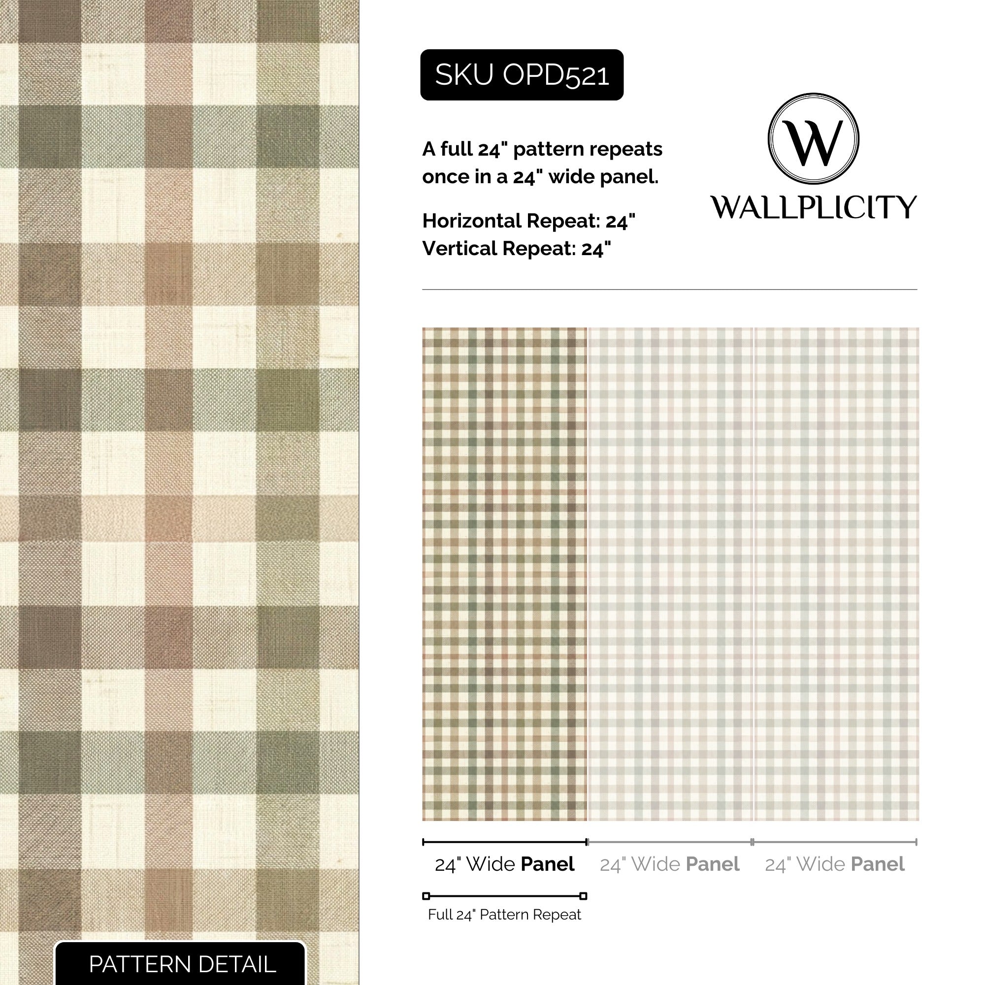 Market Gingham wallpaper pattern detail and repeat size