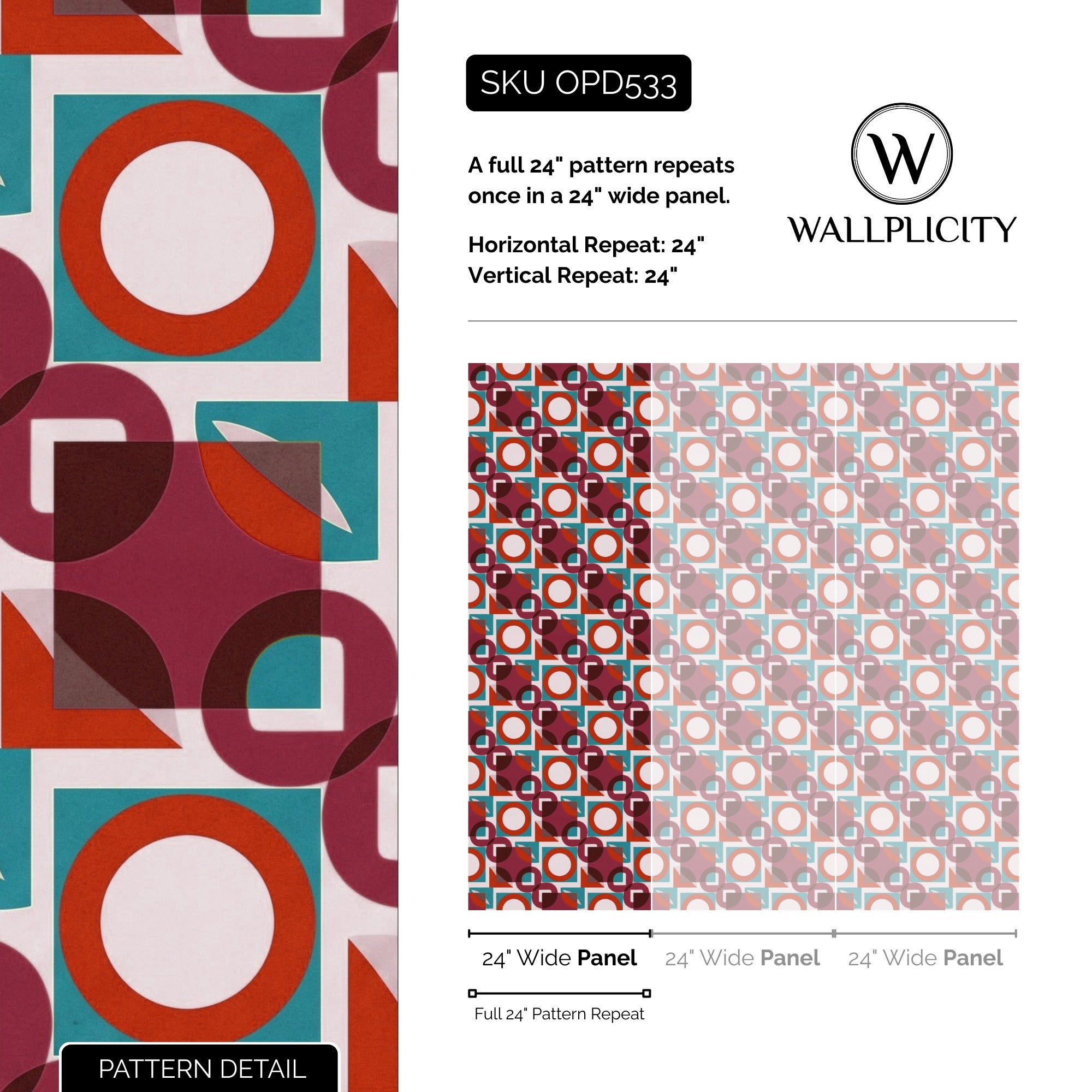 Retro Spice wallpaper pattern detail and repeat size