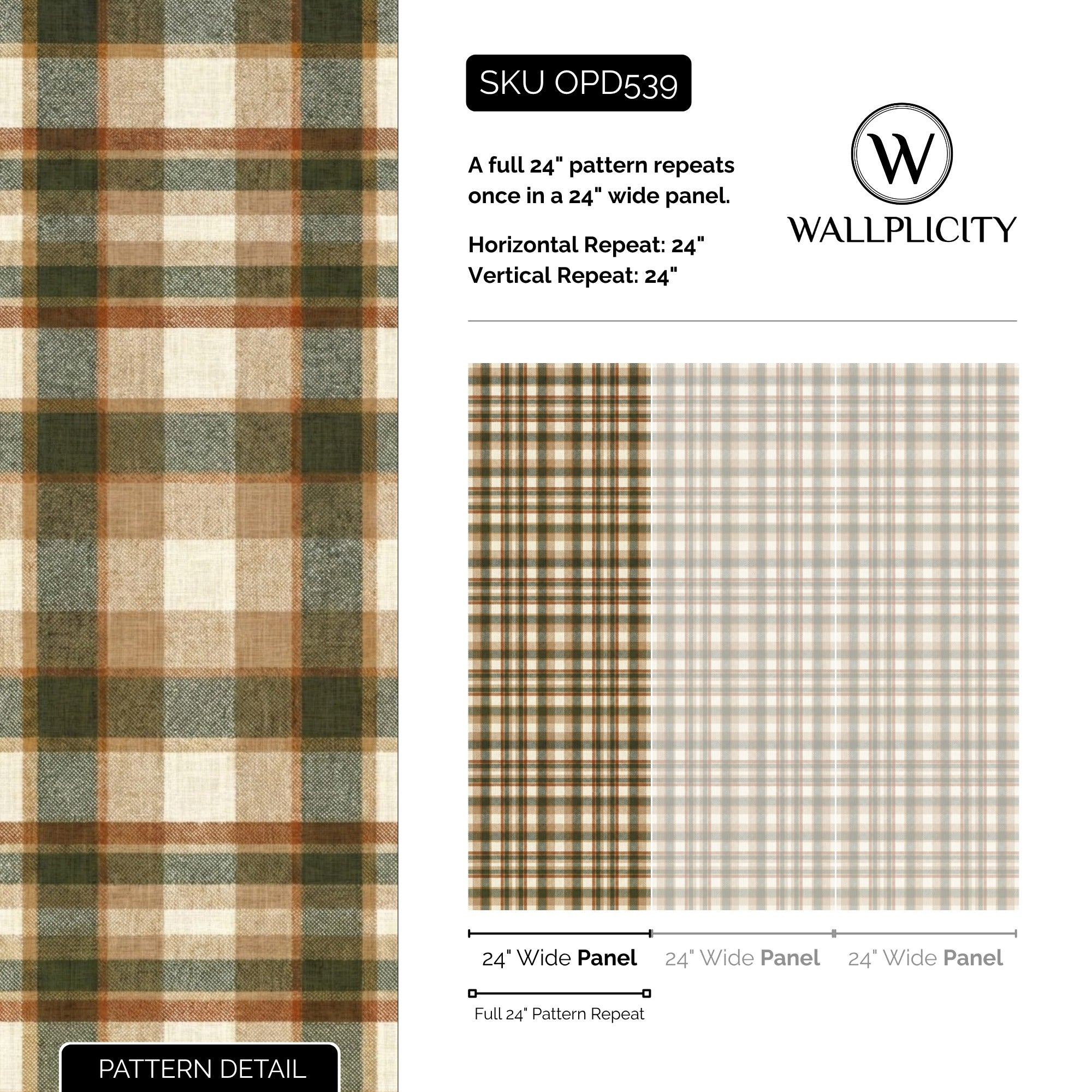 Lodge Flannel wallpaper pattern detail and repeat size