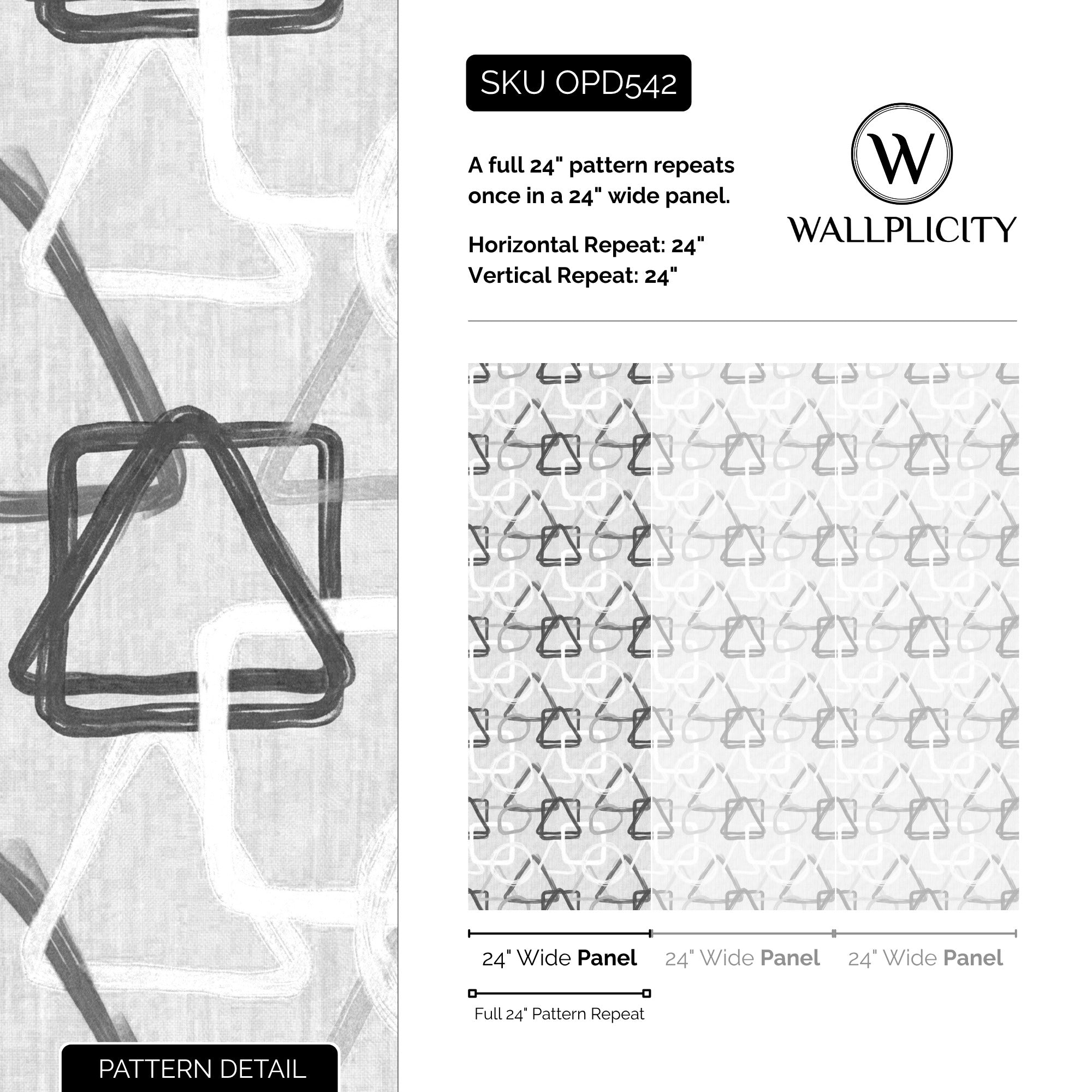 Graphite wallpaper pattern detail and repeat size