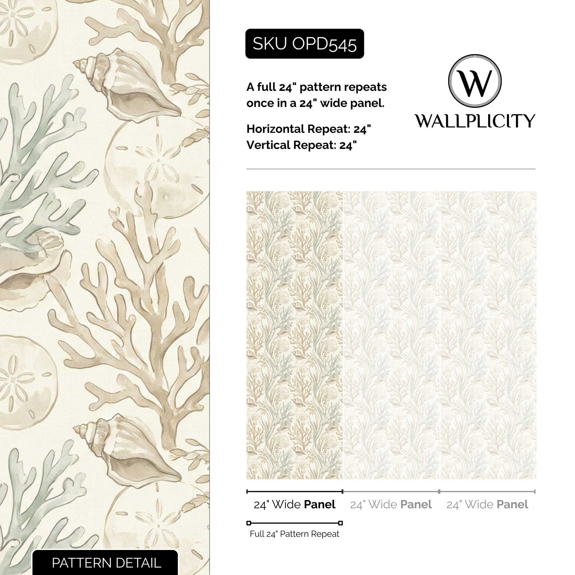 Sage Tide wallpaper pattern detail and repeat size