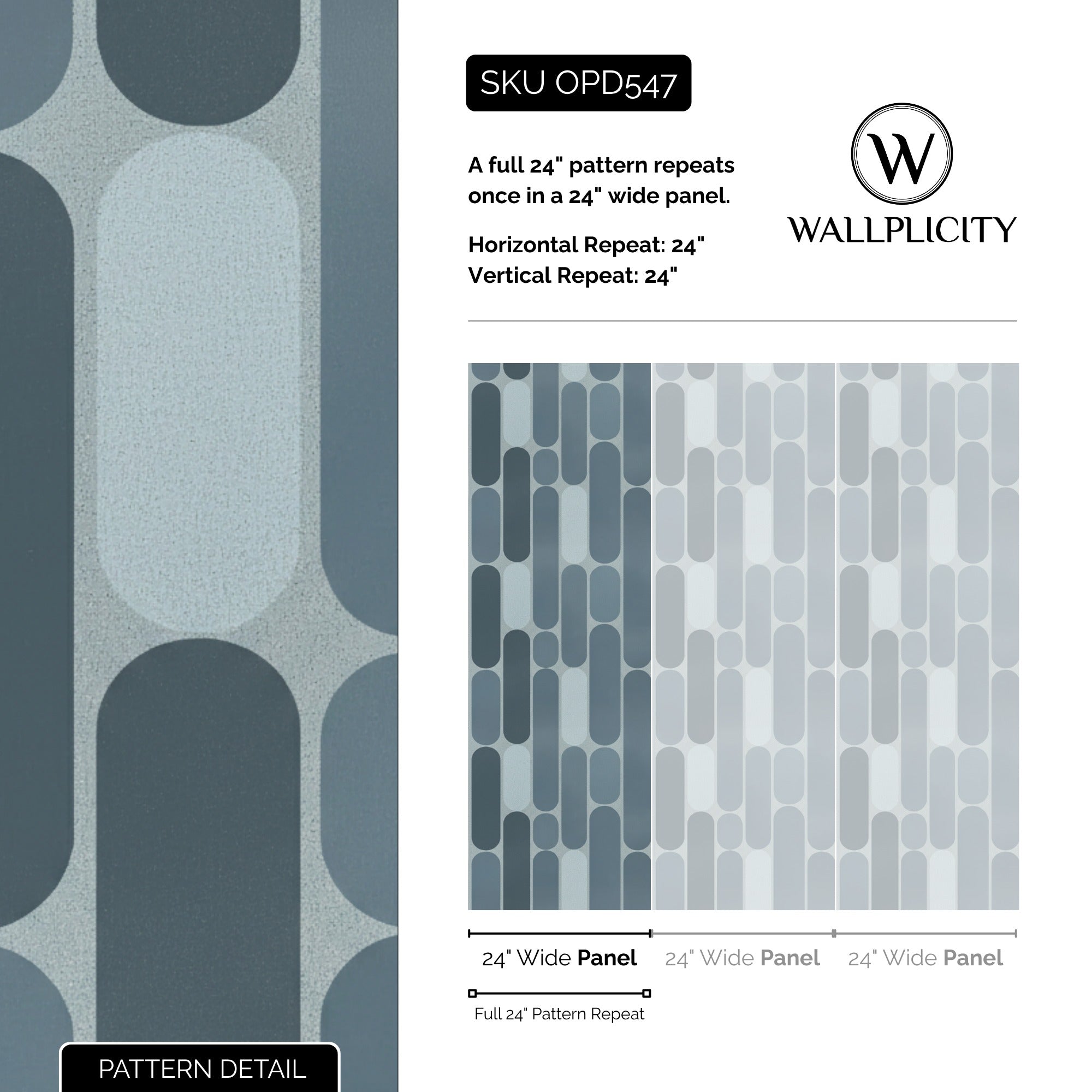 Slate Century wallpaper pattern detail and repeat size
