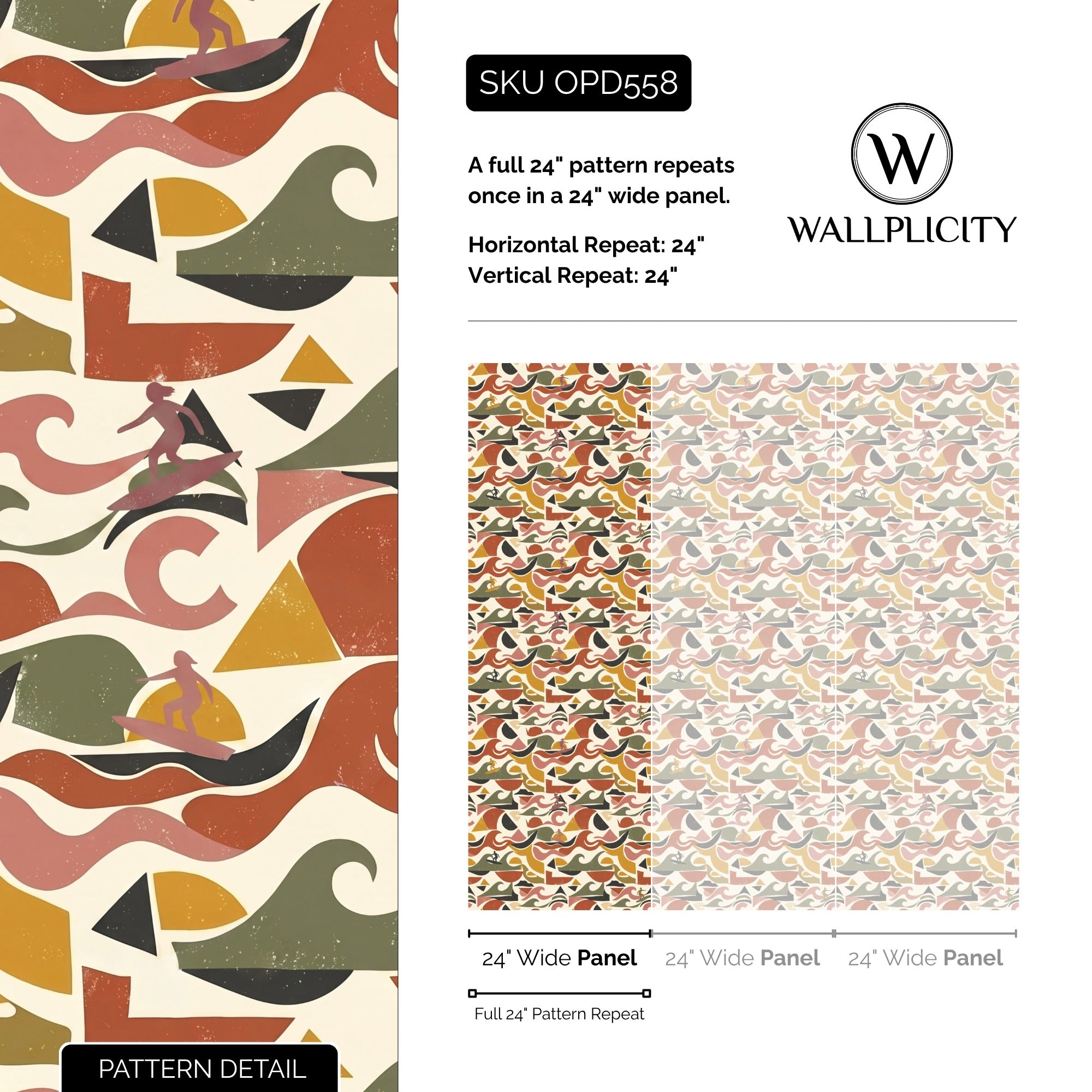 Retro Swell wallpaper pattern detail and repeat size