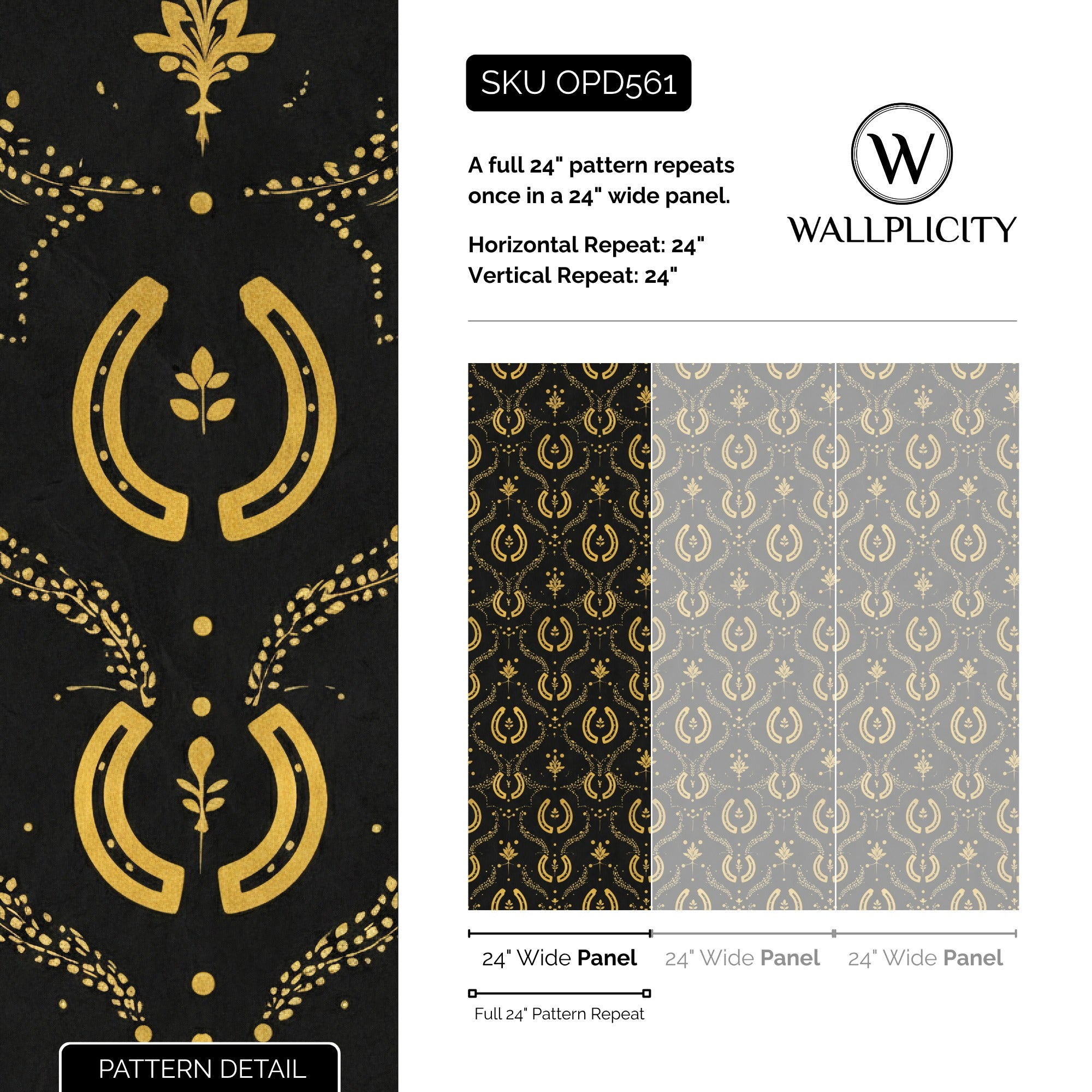 Gilded Rodeo wallpaper pattern detail and repeat size