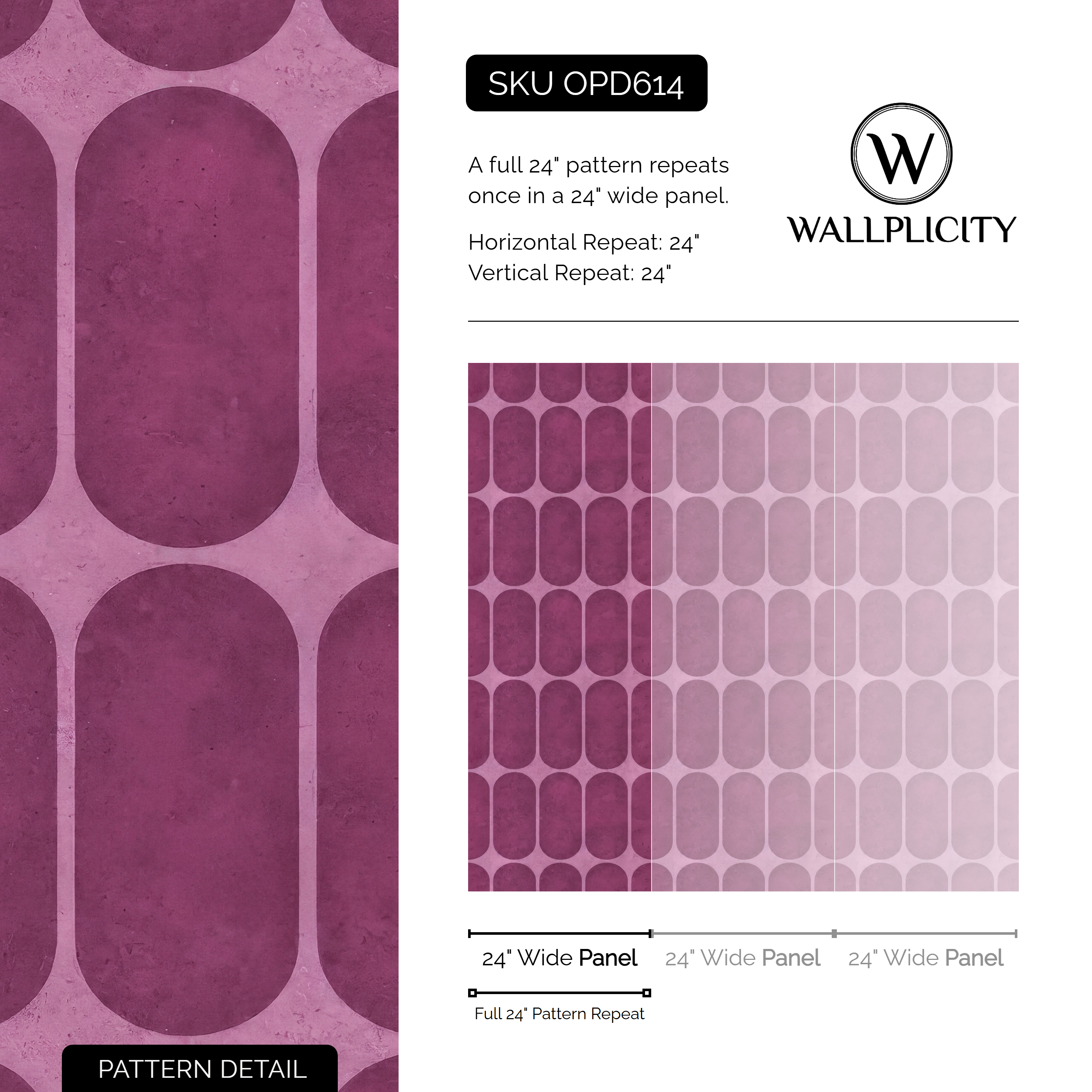 Orchid Arcade wallpaper pattern detail and repeat size