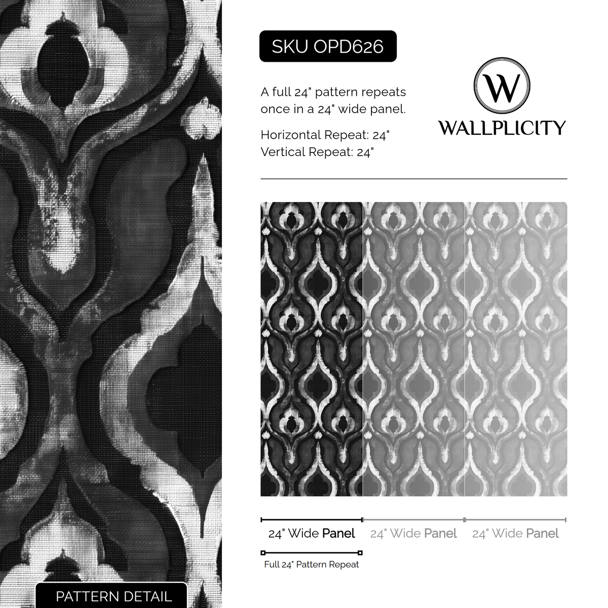Ash Lantern wallpaper pattern detail and repeat size