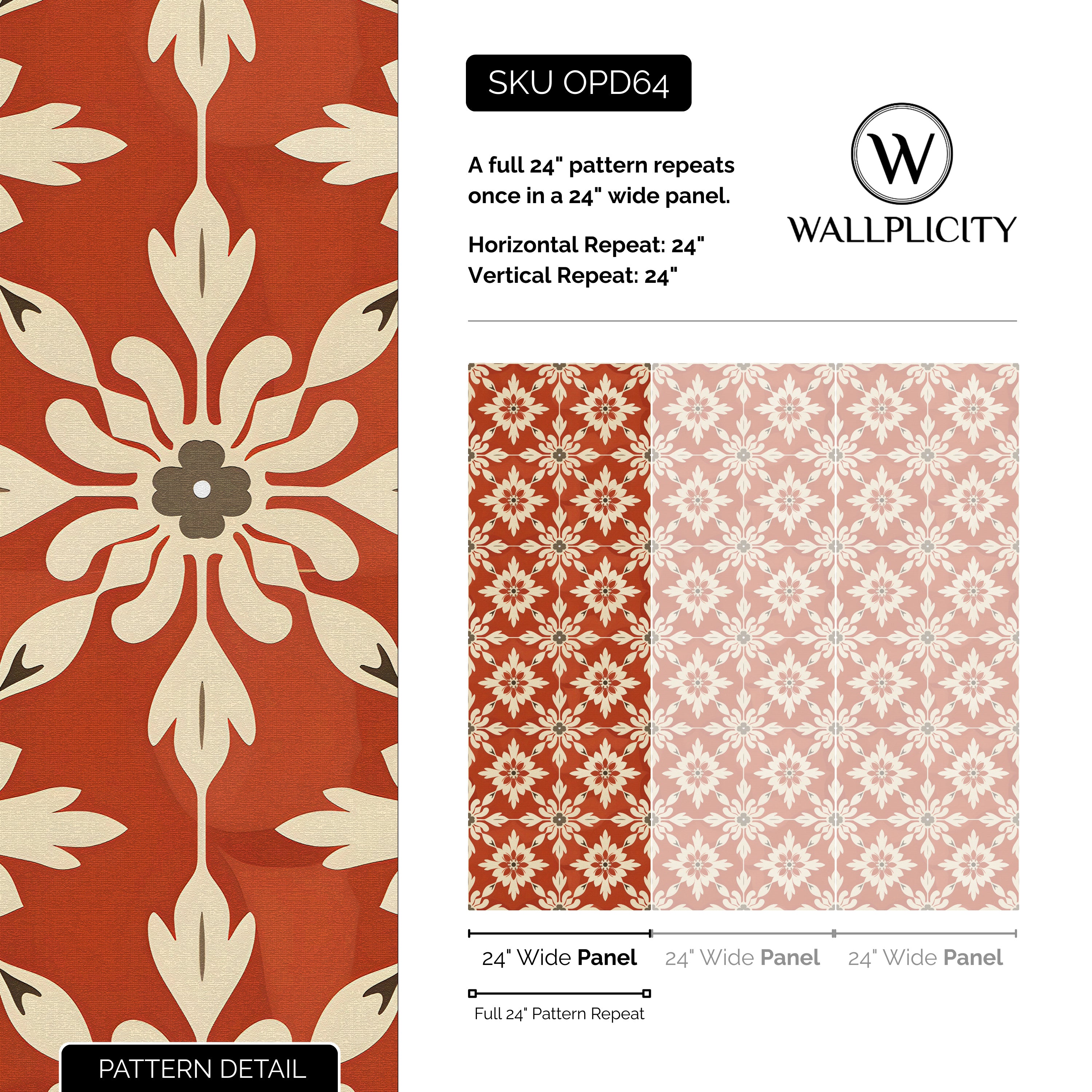Terra Folk wallpaper pattern detail and repeat size