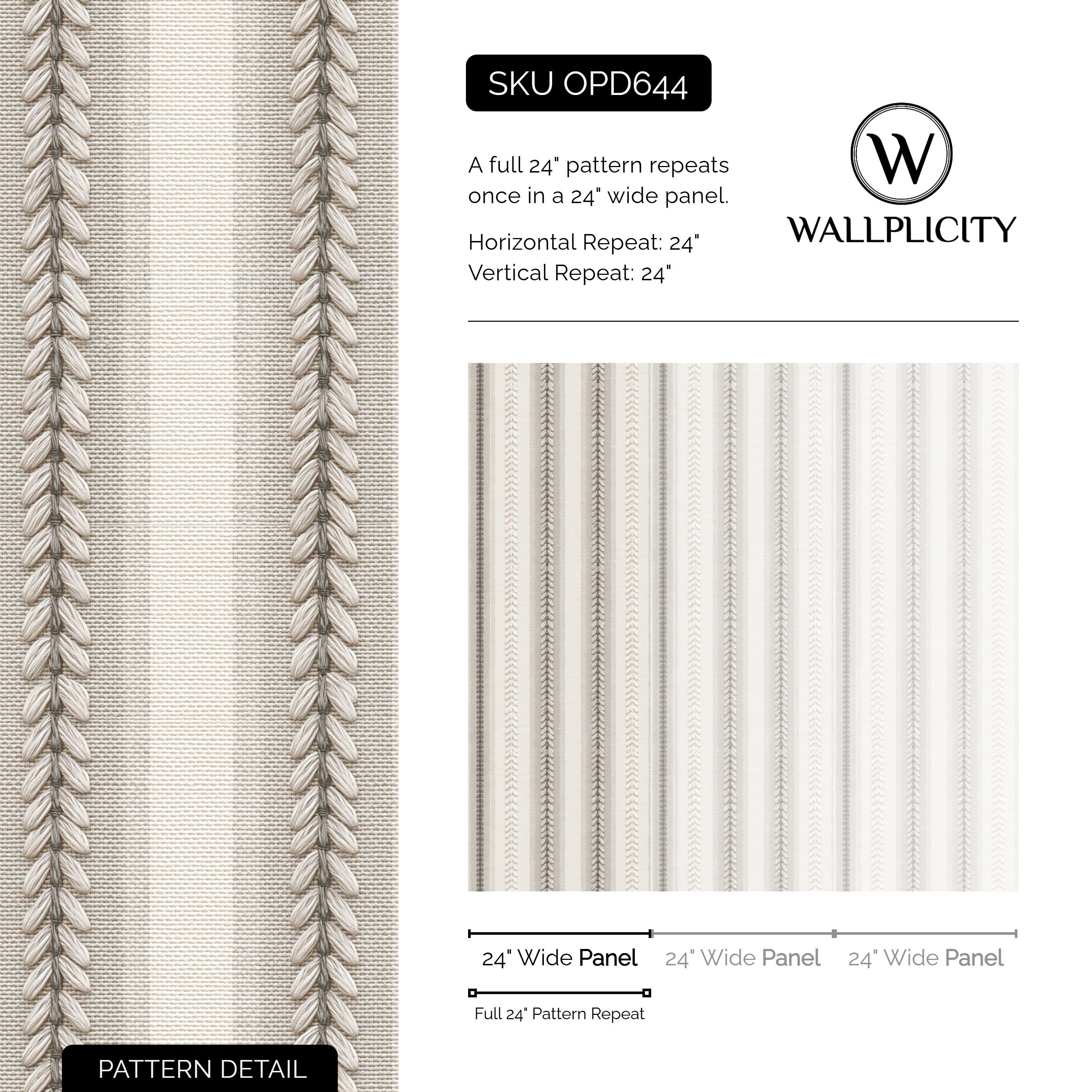Wheatstitch wallpaper pattern detail and repeat size