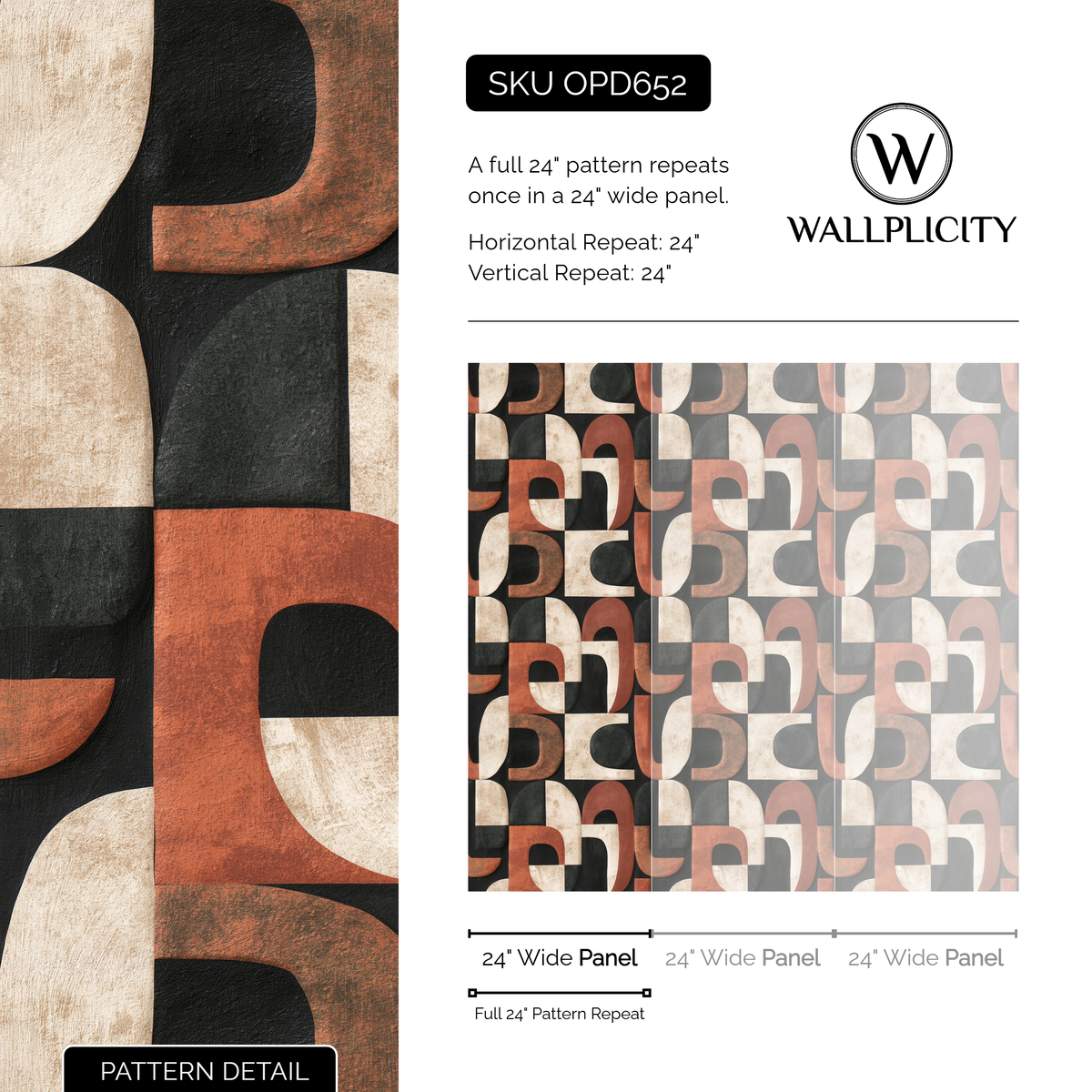 Kiln Arch wallpaper pattern detail and repeat size