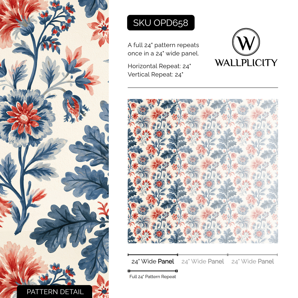 Oakleaf Chintz wallpaper pattern detail and repeat size