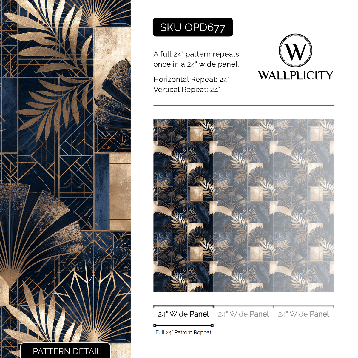 Cobalt Gala wallpaper pattern detail and repeat size