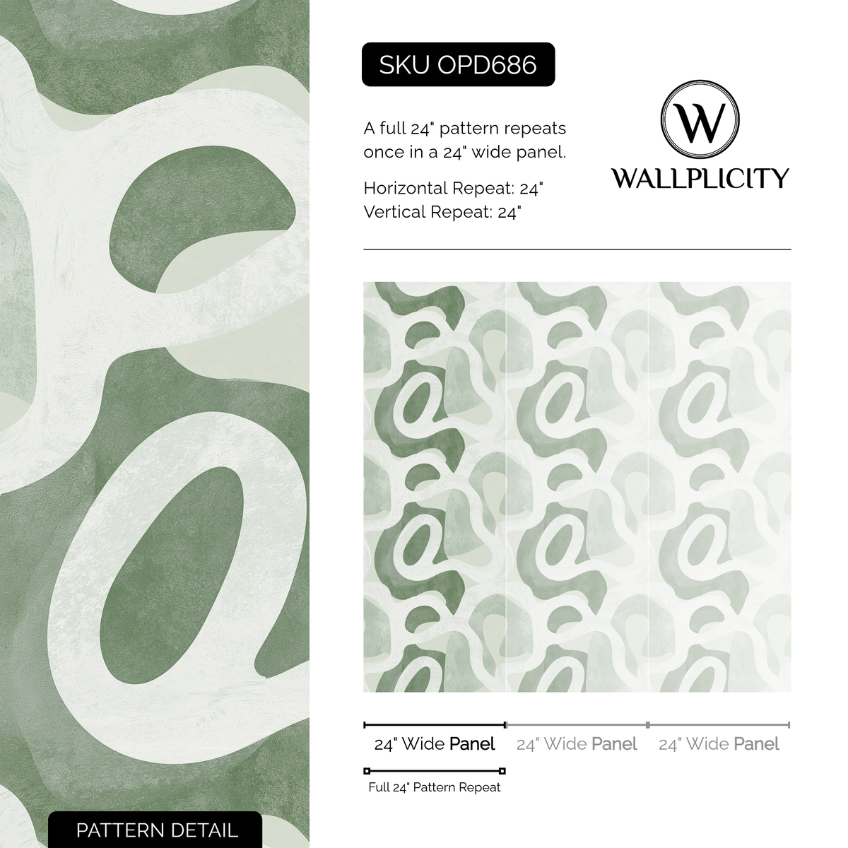 Sage Terrain wallpaper pattern detail and repeat size