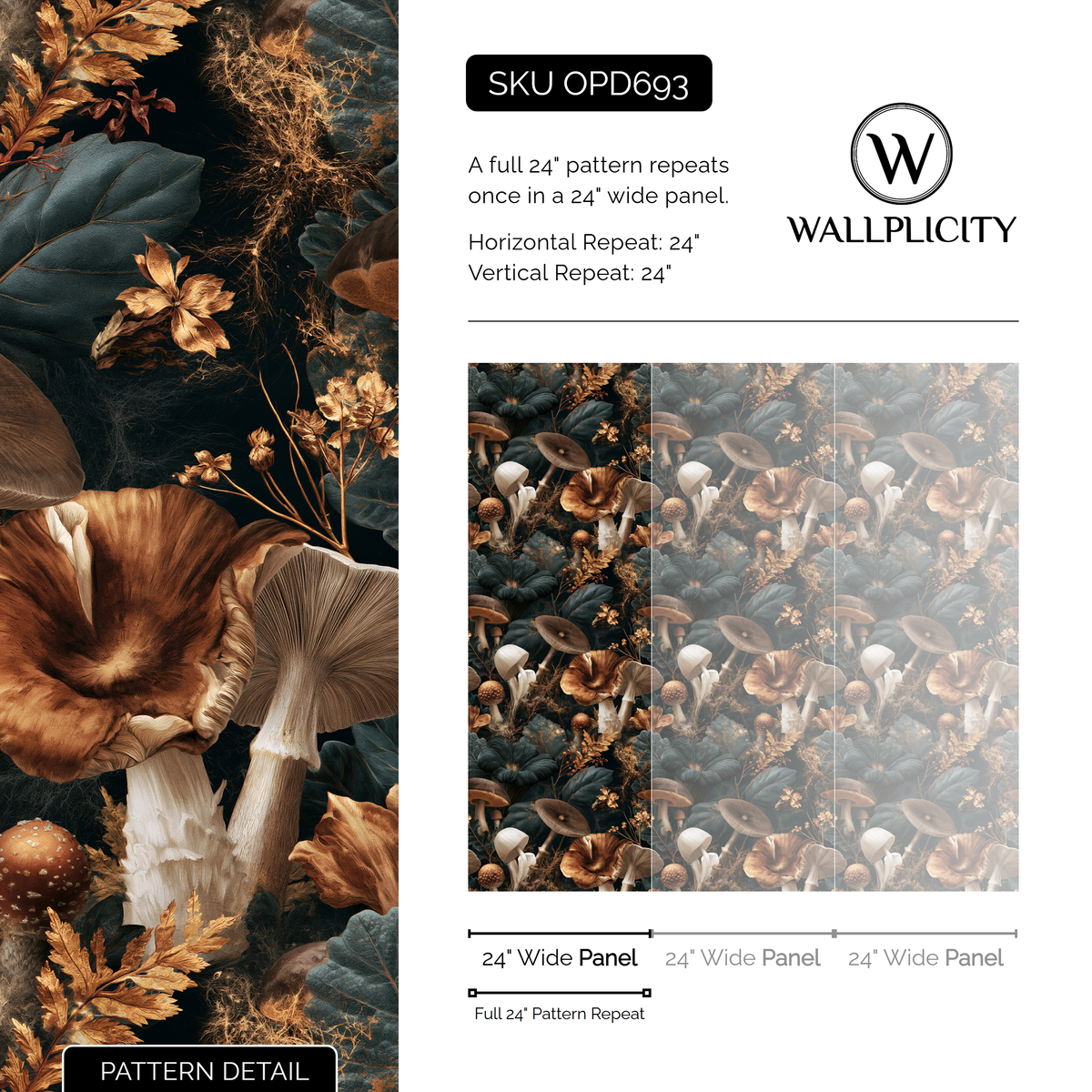 Parasol Grove wallpaper pattern detail and repeat size