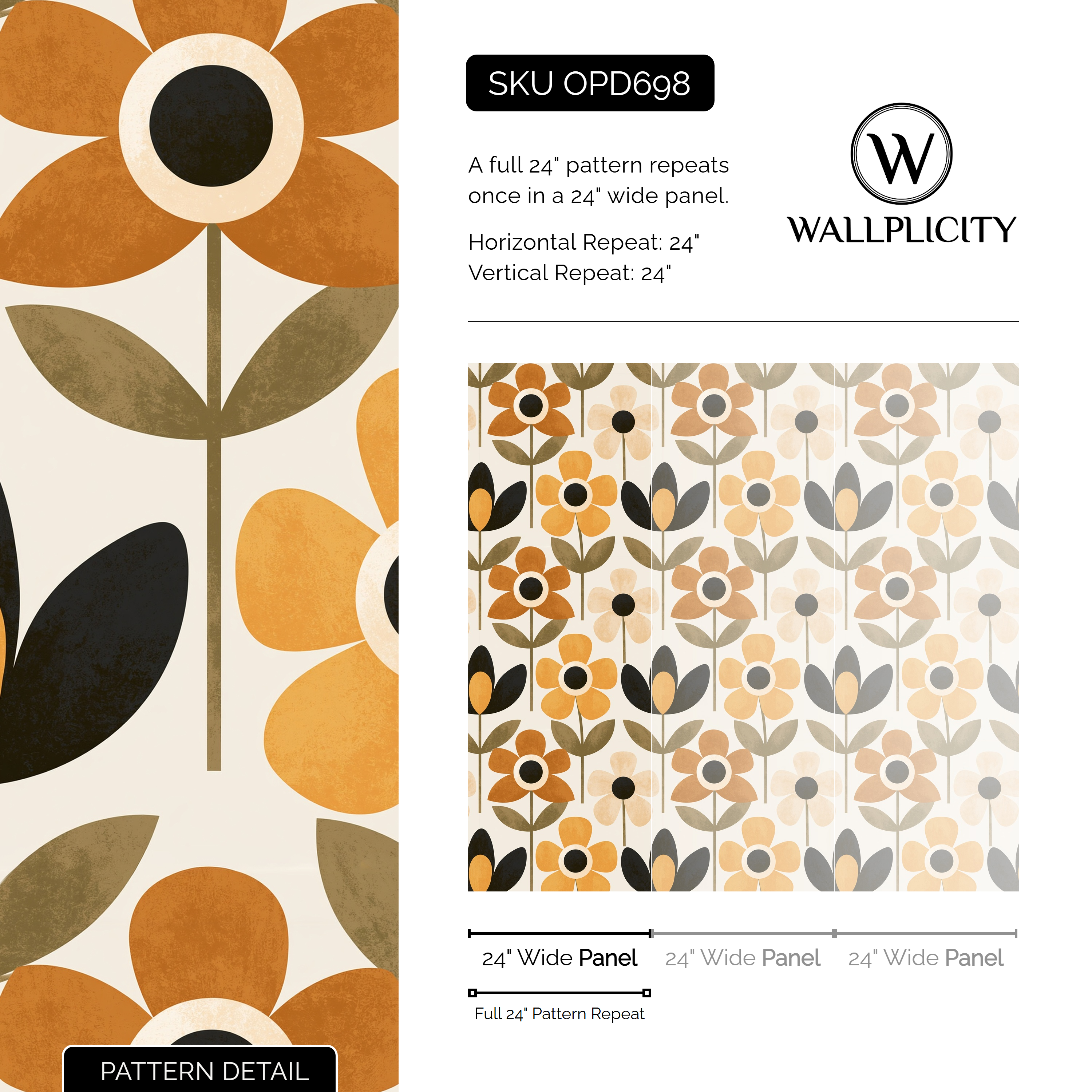 Marmalade Mod wallpaper pattern detail and repeat size