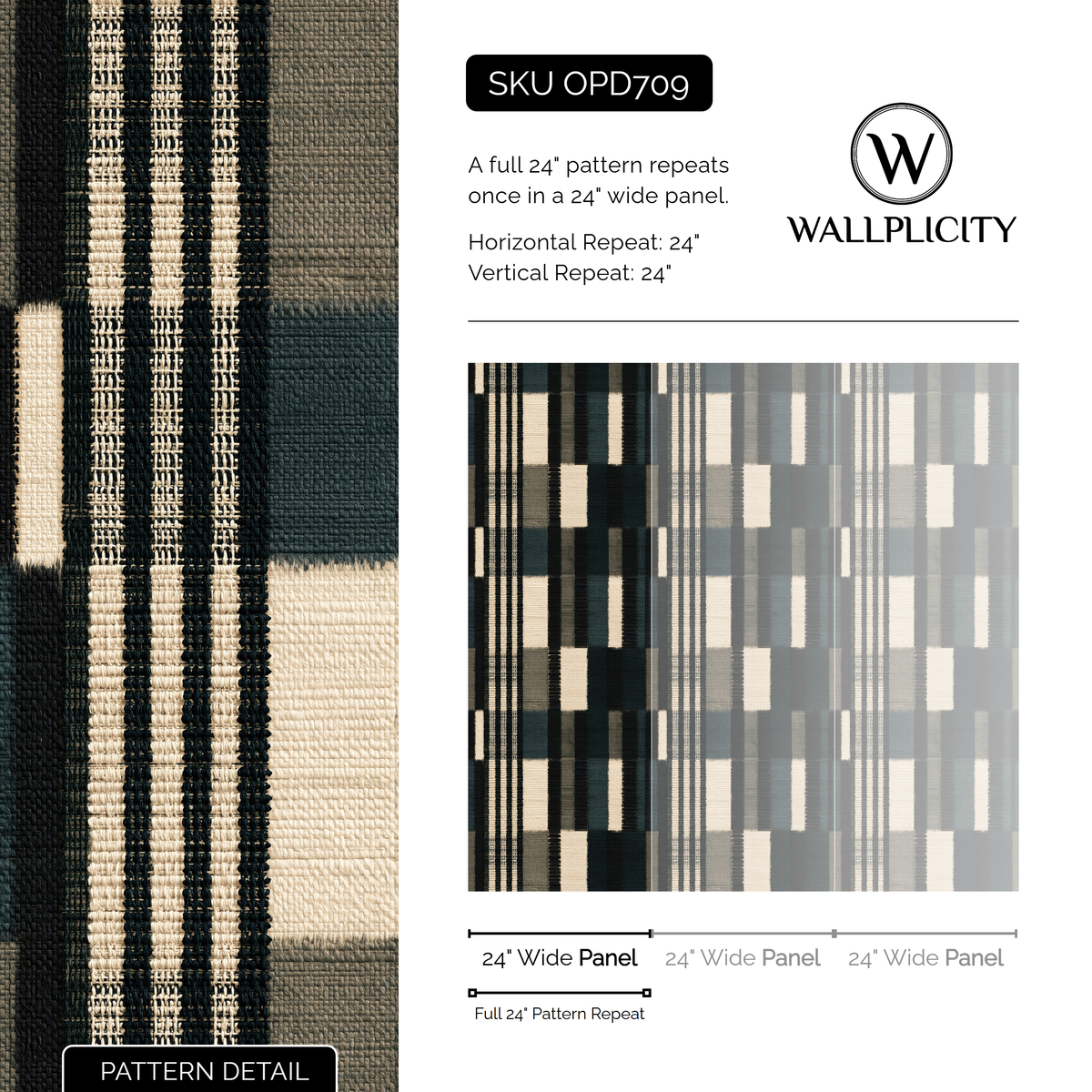 Cinder Stripe wallpaper pattern detail and repeat size