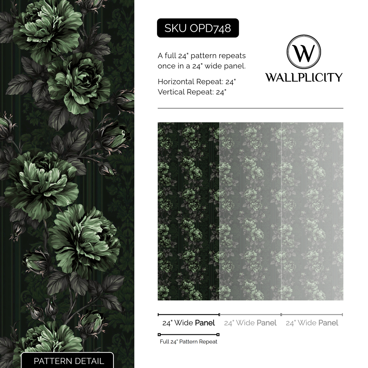Ivy Nocturne wallpaper pattern detail and repeat size