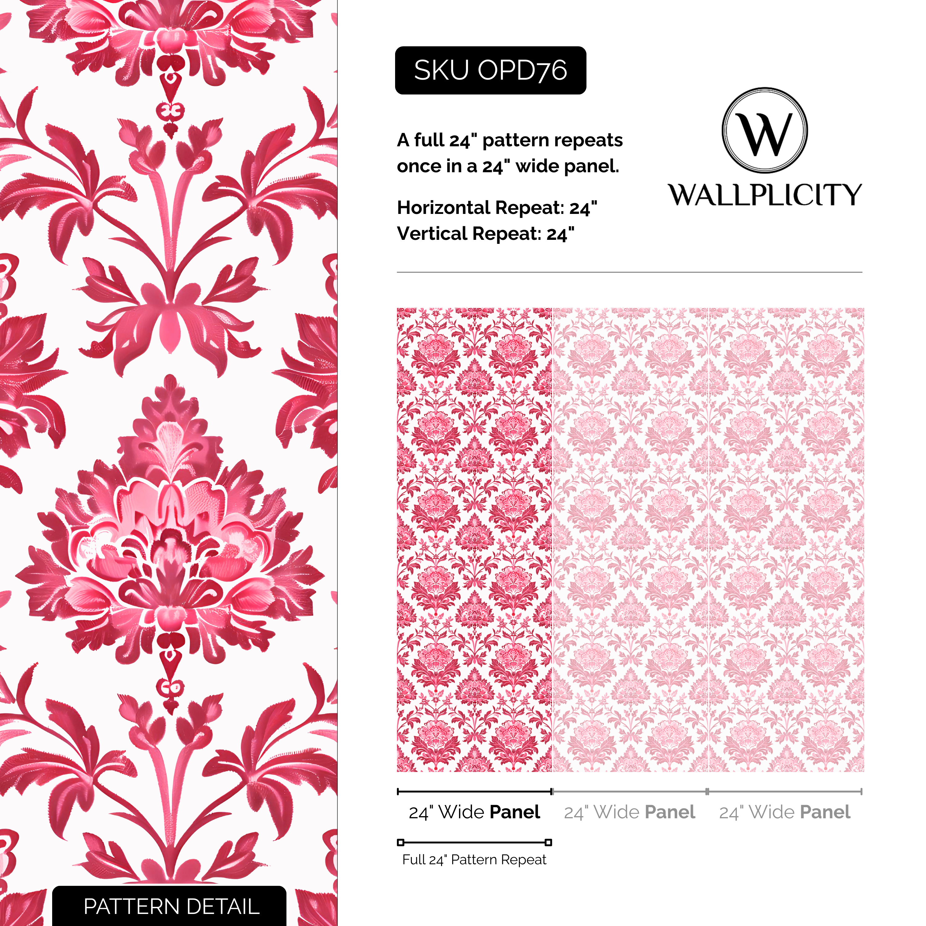 Dollhouse wallpaper pattern detail and repeat size