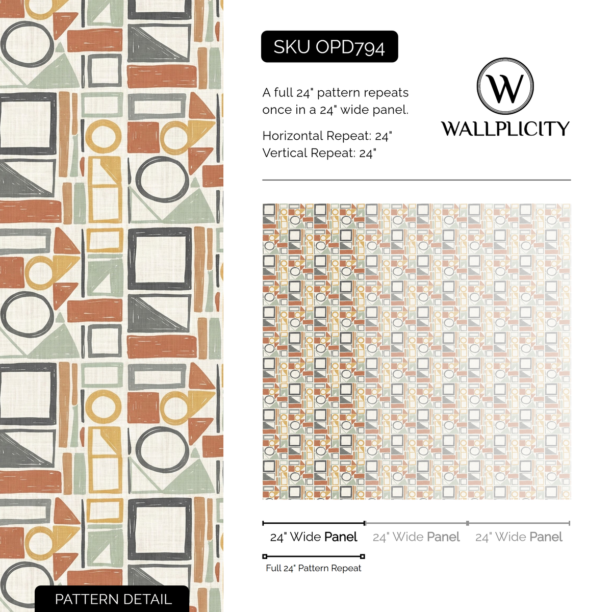 Blockwork wallpaper pattern detail and repeat size