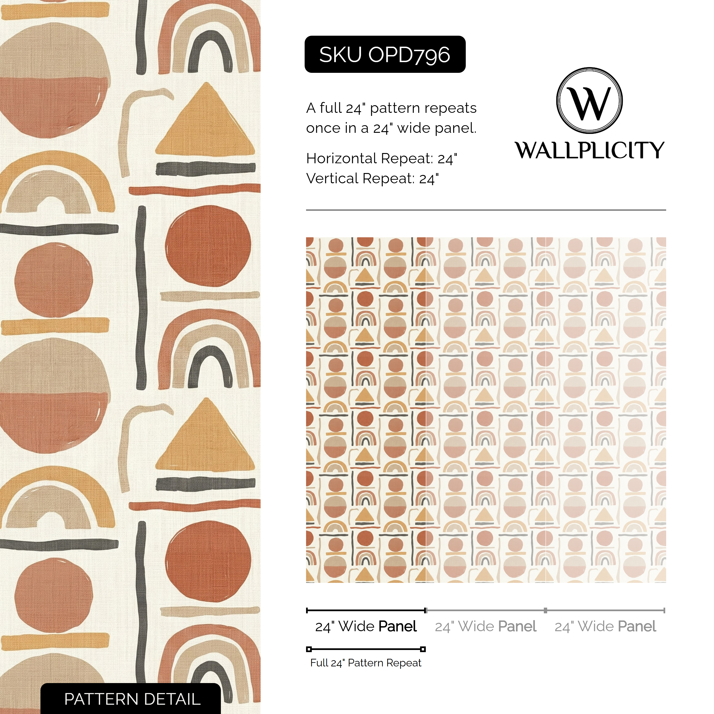 Terracotta Arch wallpaper pattern detail and repeat size