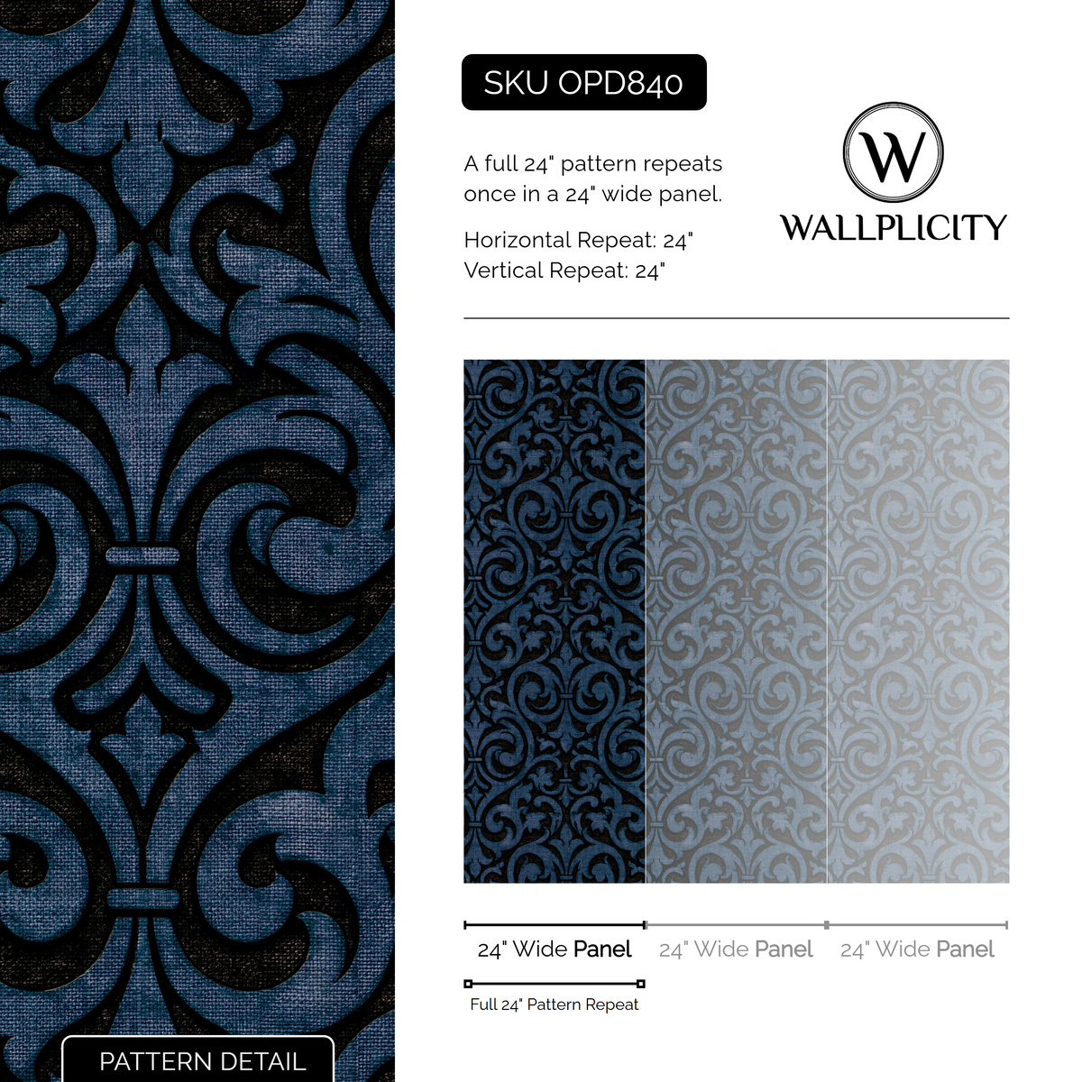 Regent Fleur wallpaper pattern detail and repeat size
