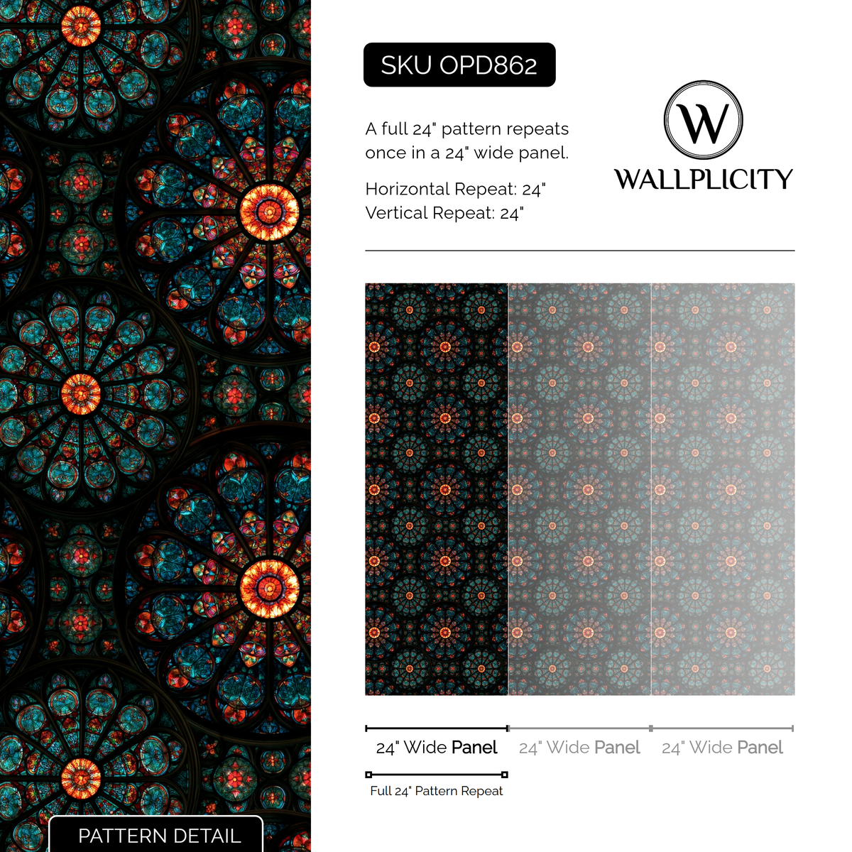 Vesper Rosette wallpaper pattern detail and repeat size
