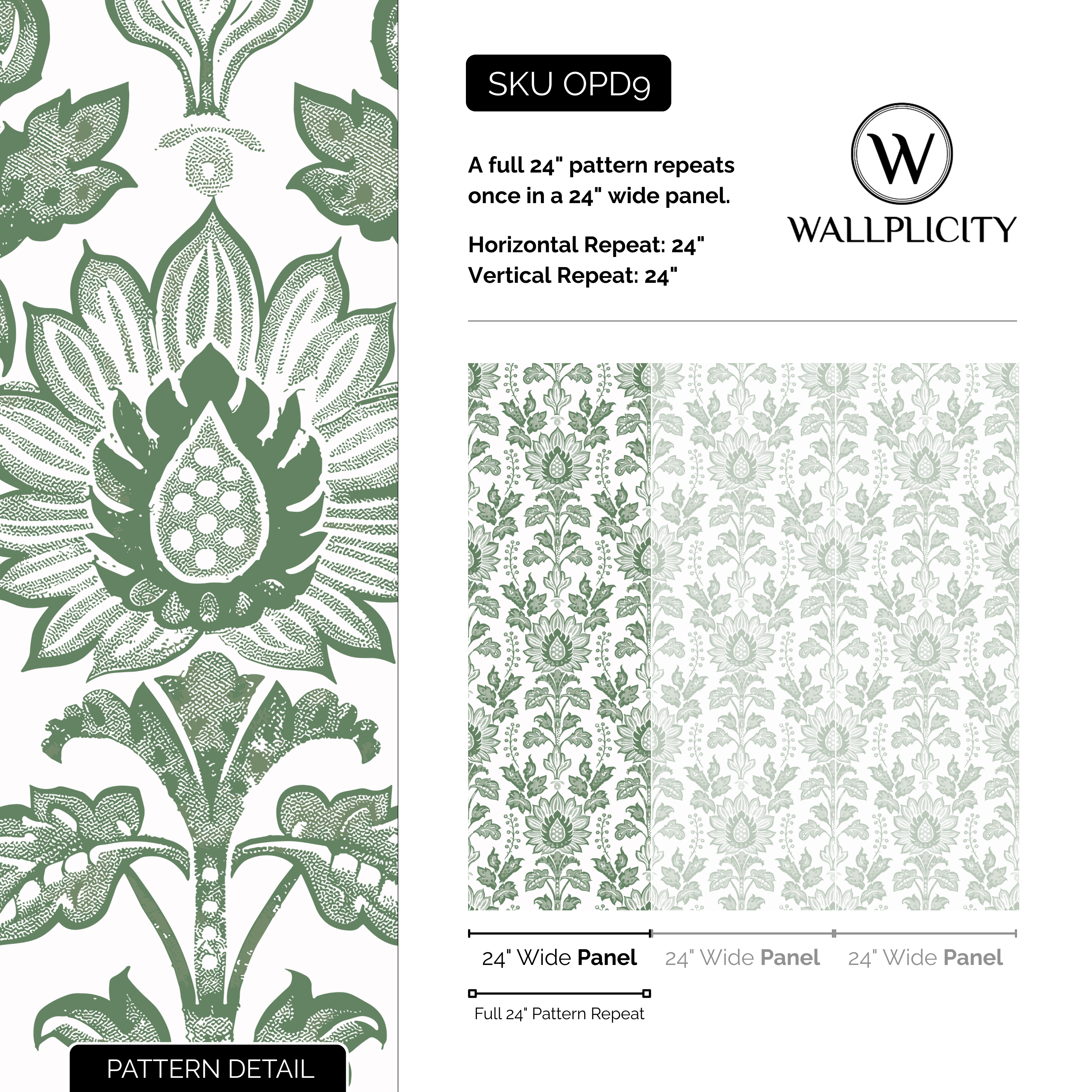 Cotswold wallpaper pattern detail and repeat size