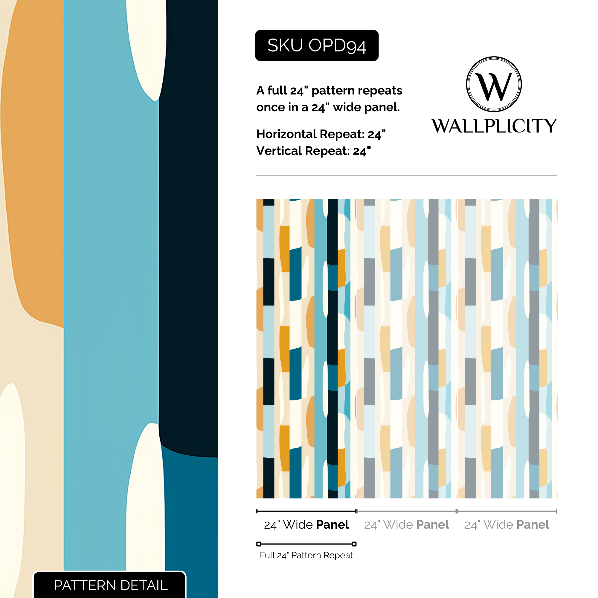 Mod Block wallpaper pattern detail and repeat size