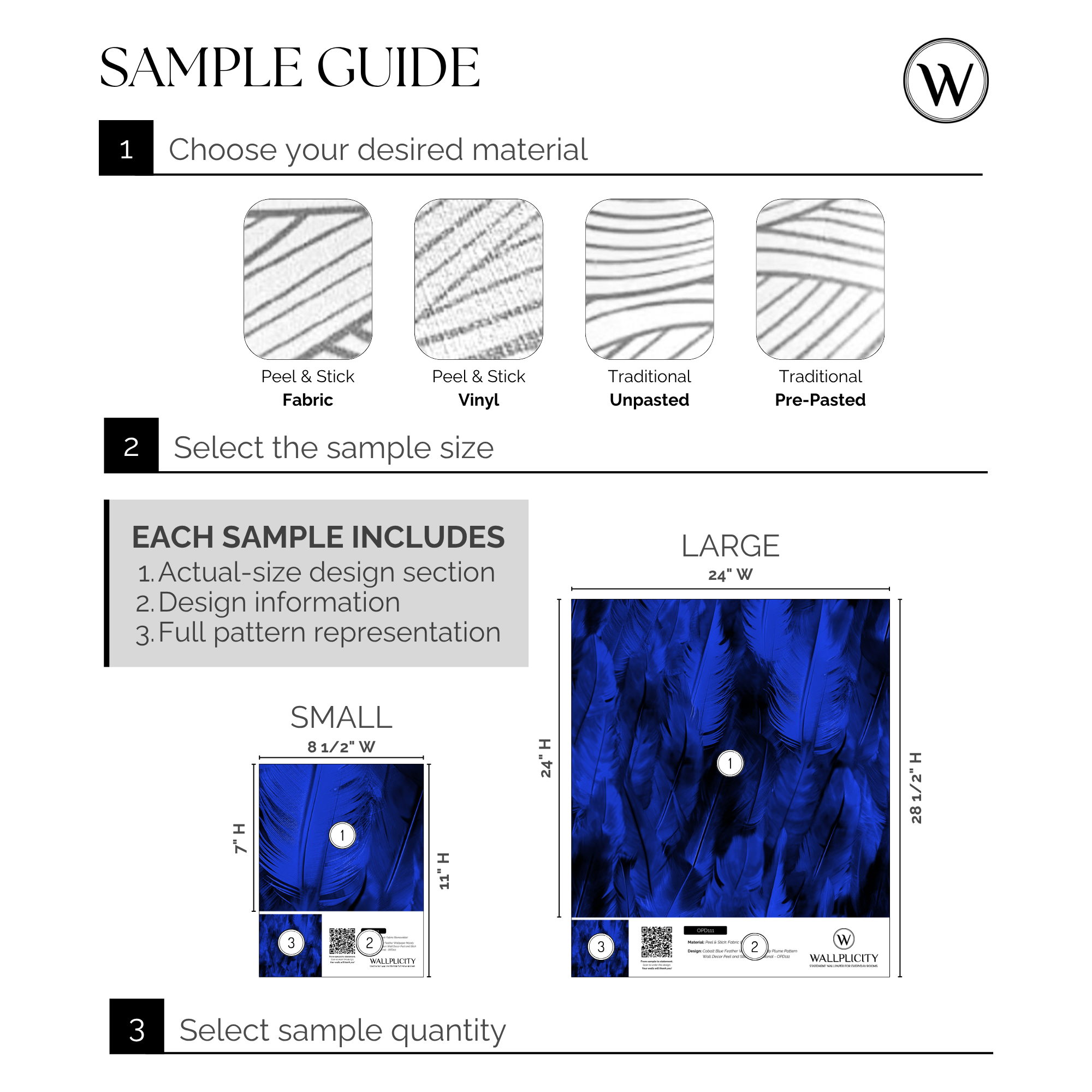 Cobalt Plume wallpaper sample guide