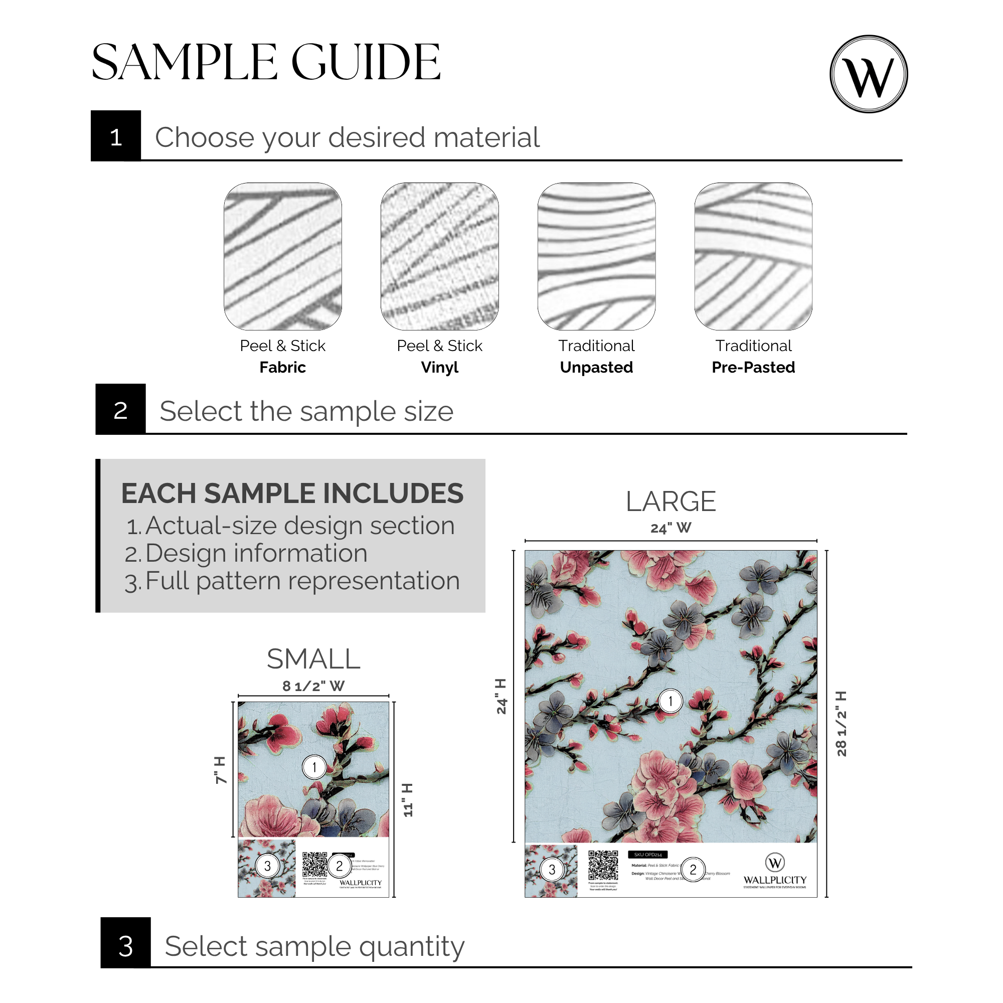 Indigo Blossom wallpaper sample guide