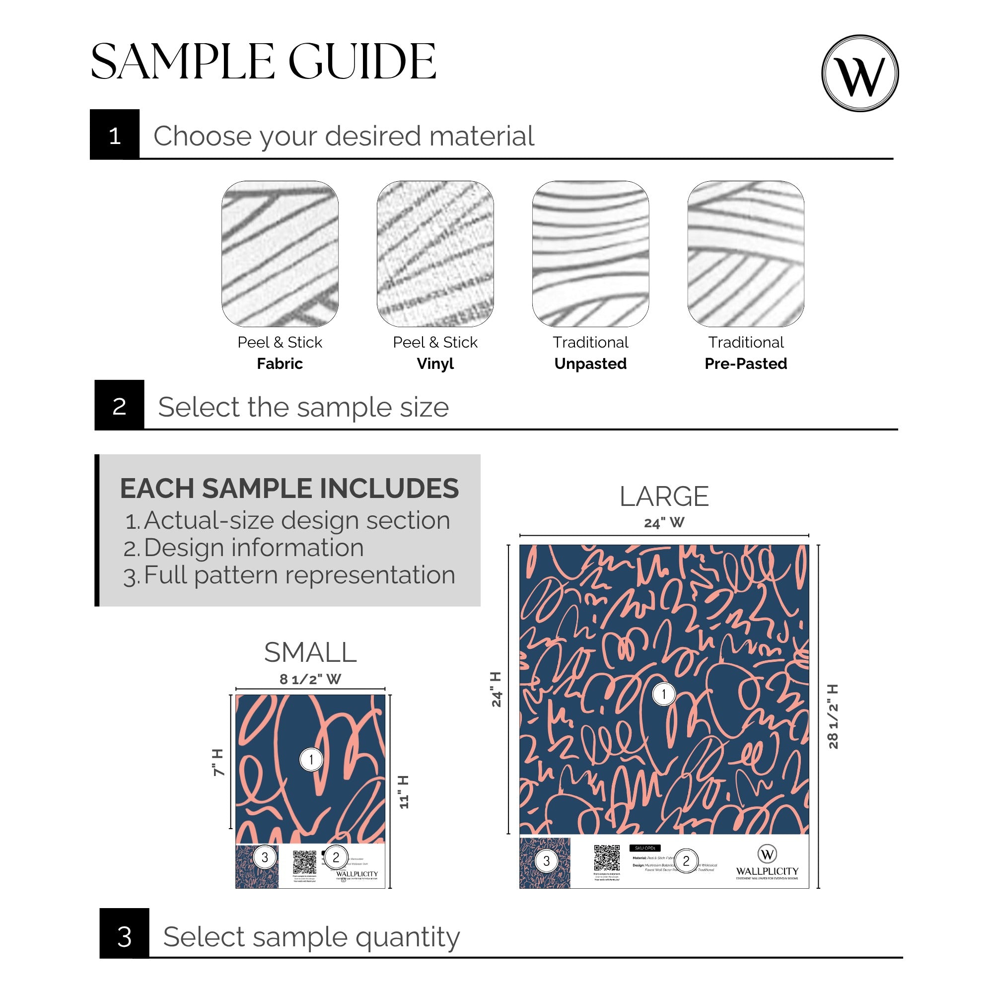 Coral Scribble wallpaper sample guide