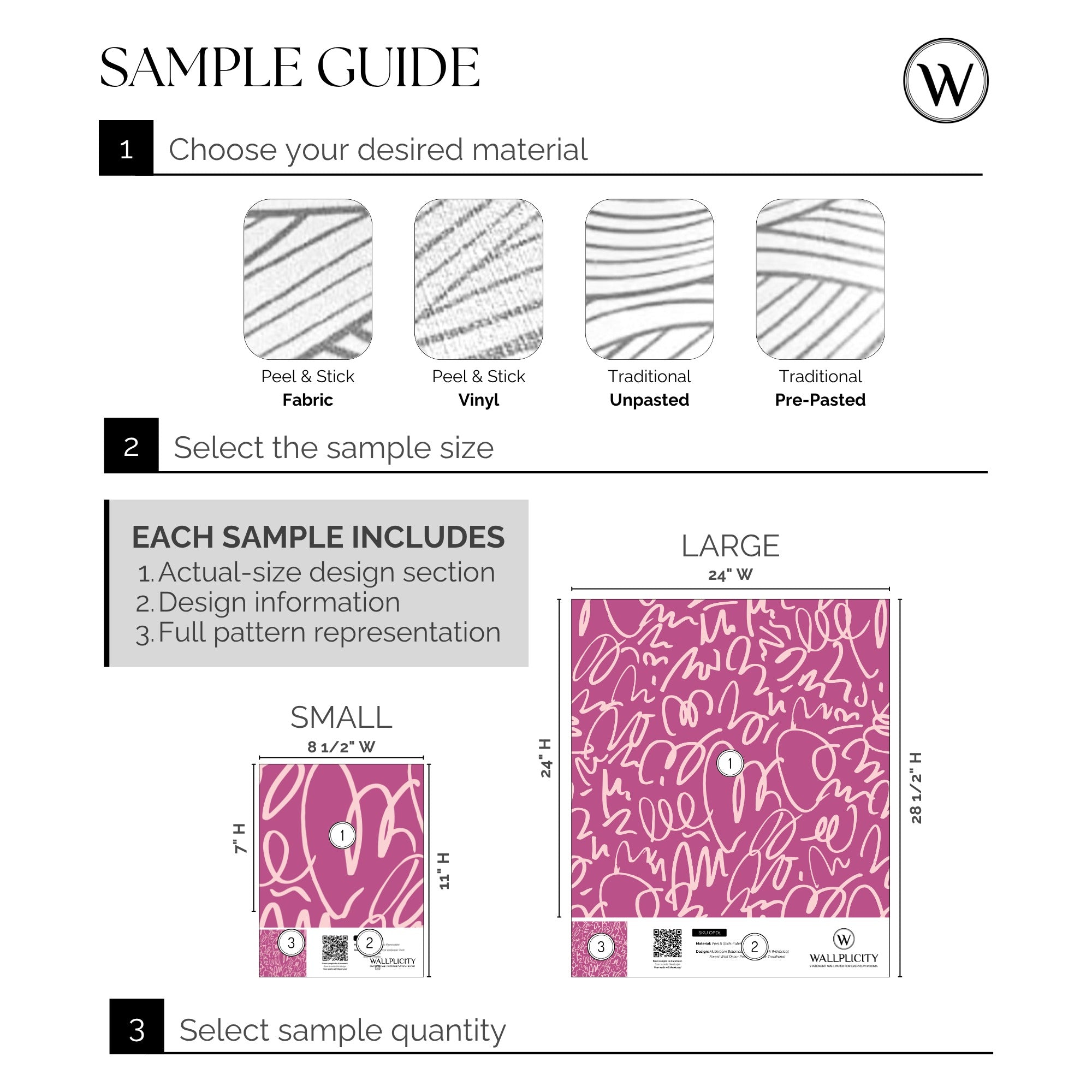 Magenta Scribble wallpaper sample guide