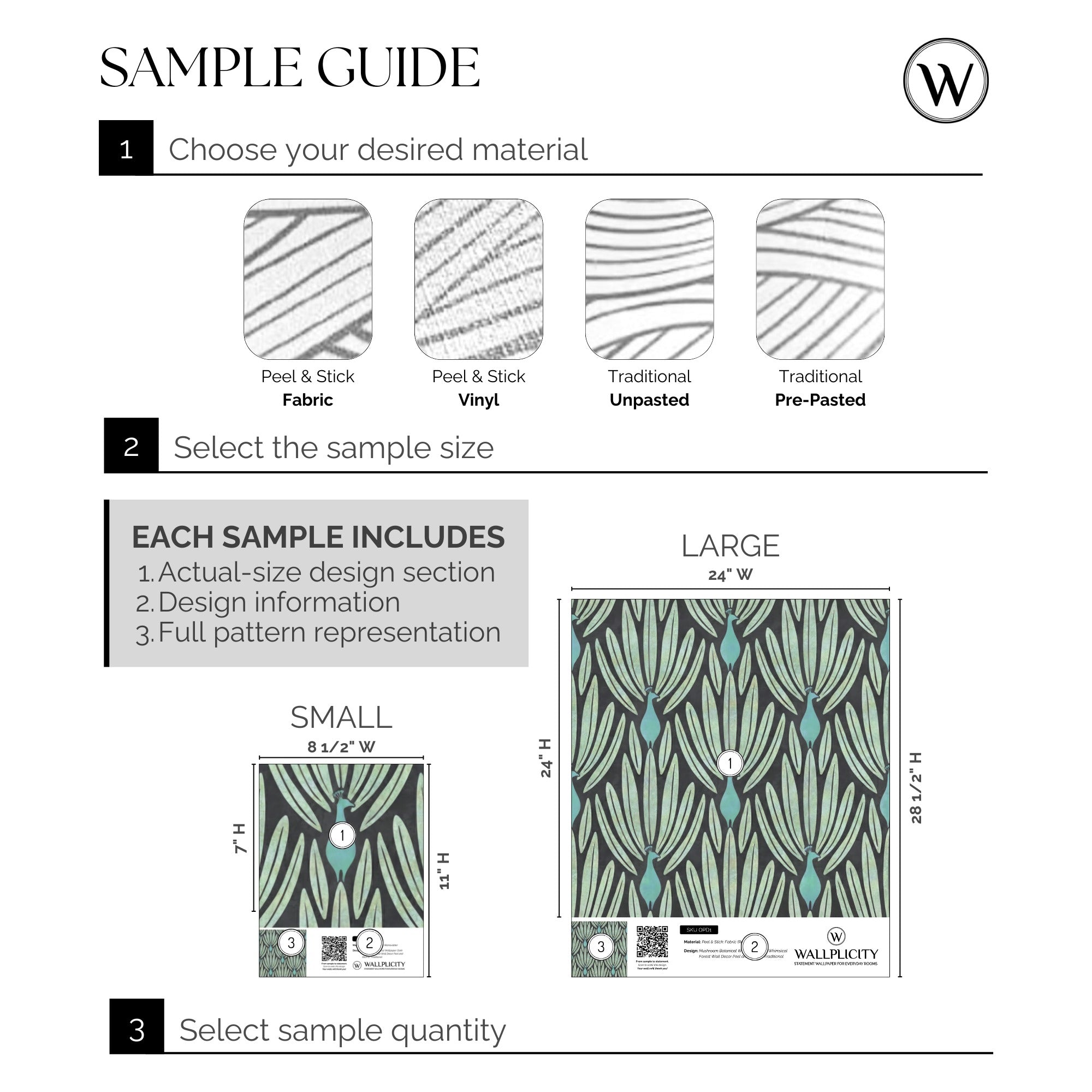 Peacock Lounge wallpaper sample guide