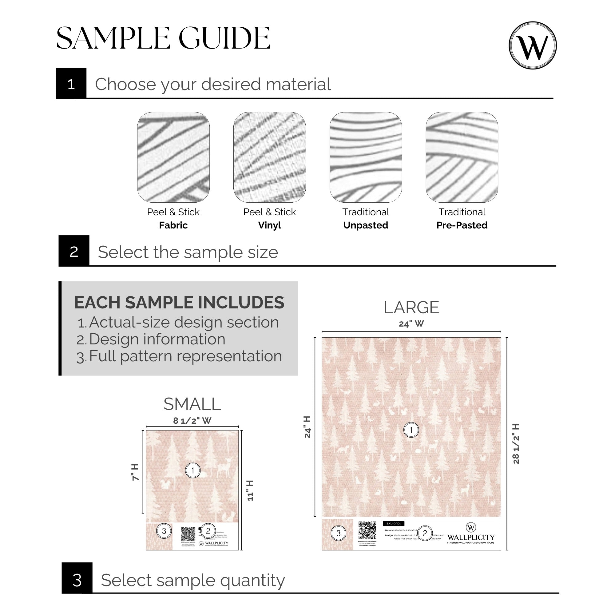 Blush Woodland wallpaper sample guide