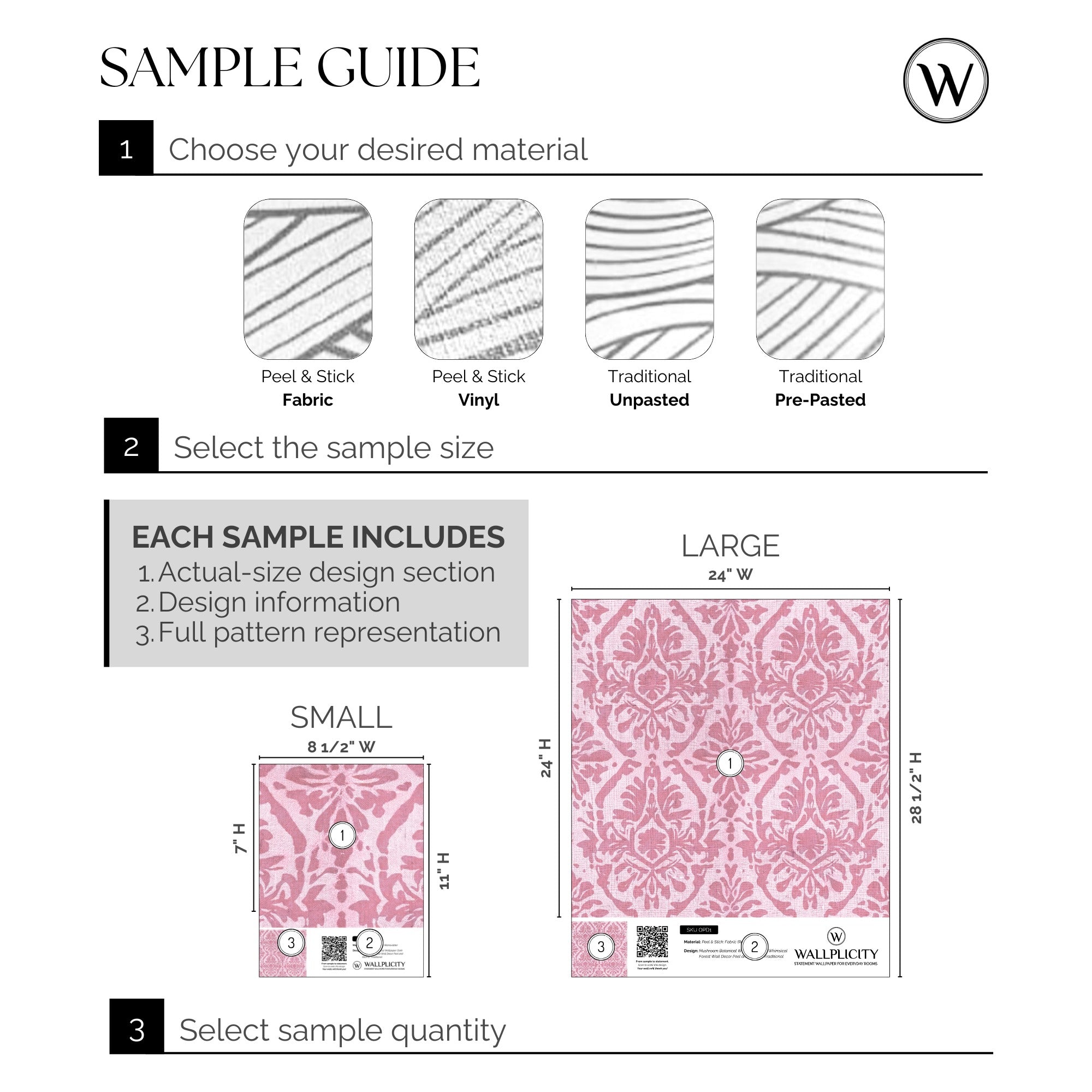 Rose Damask wallpaper sample guide